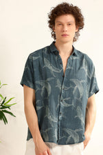 Founder's Fav Whale Cotton Regular Fit Blue Printed Shirt