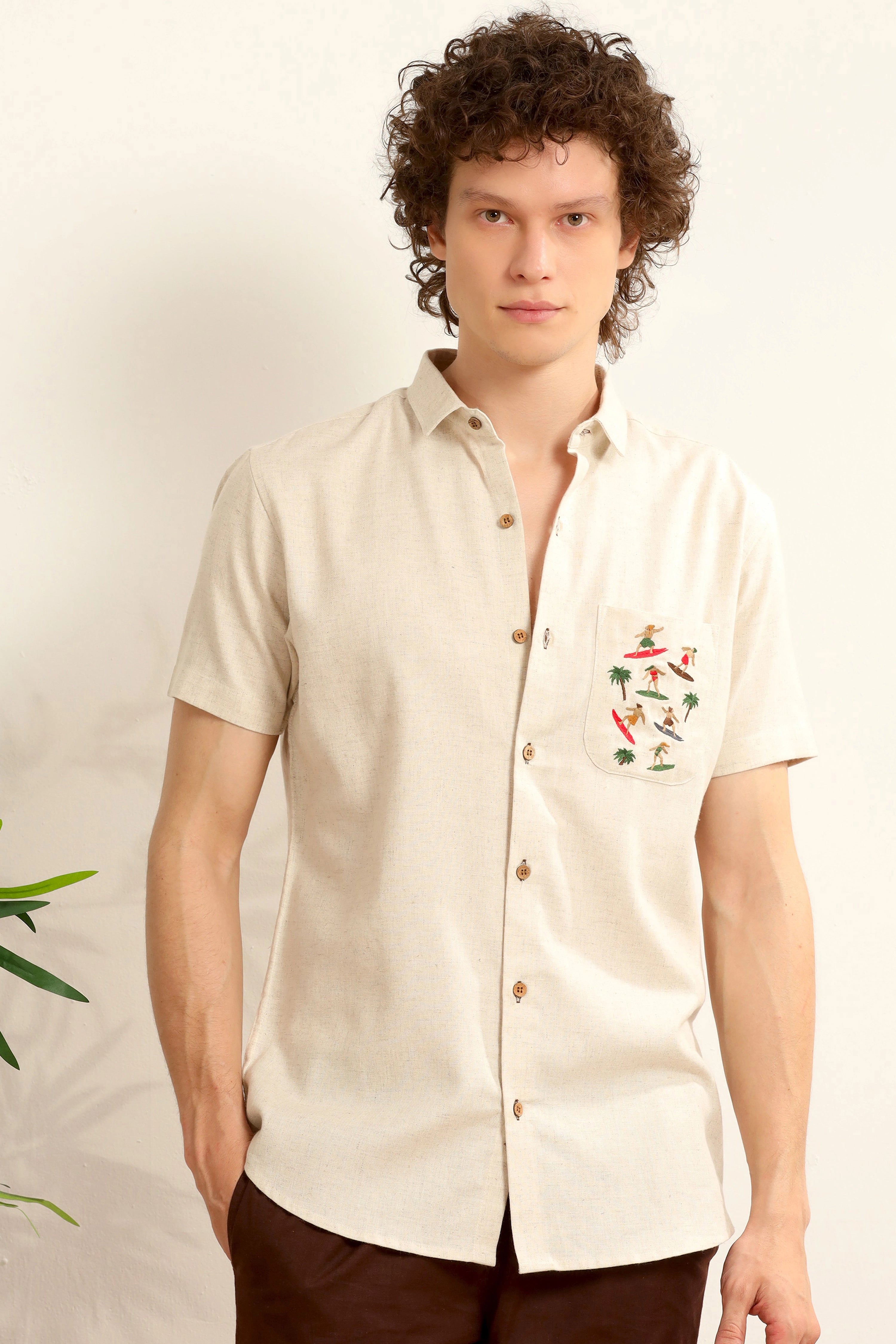 Surf O'clock Half-sleeve linen shirt