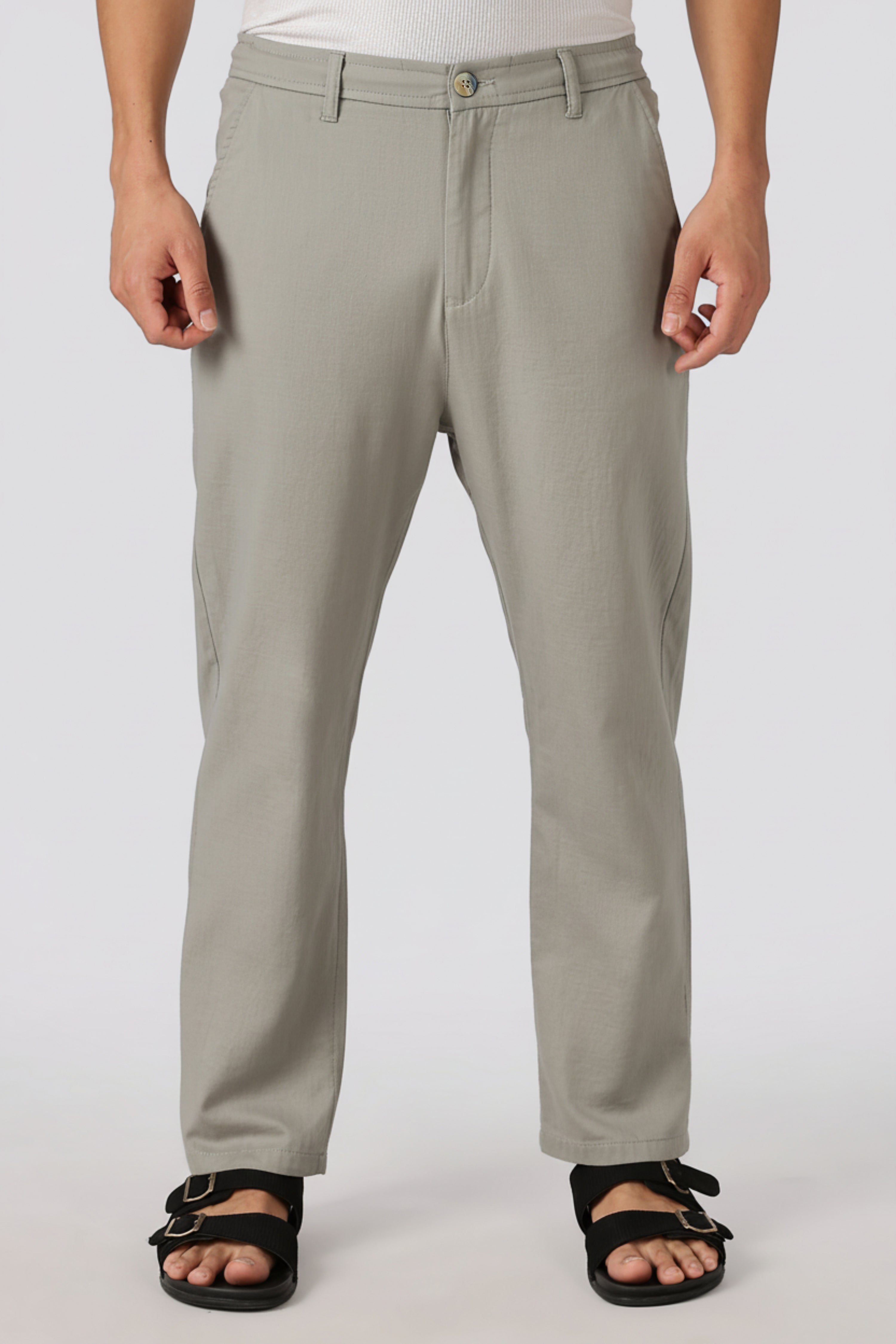 Stand at Ease 100% Cotton Straight Fit Grey Pant