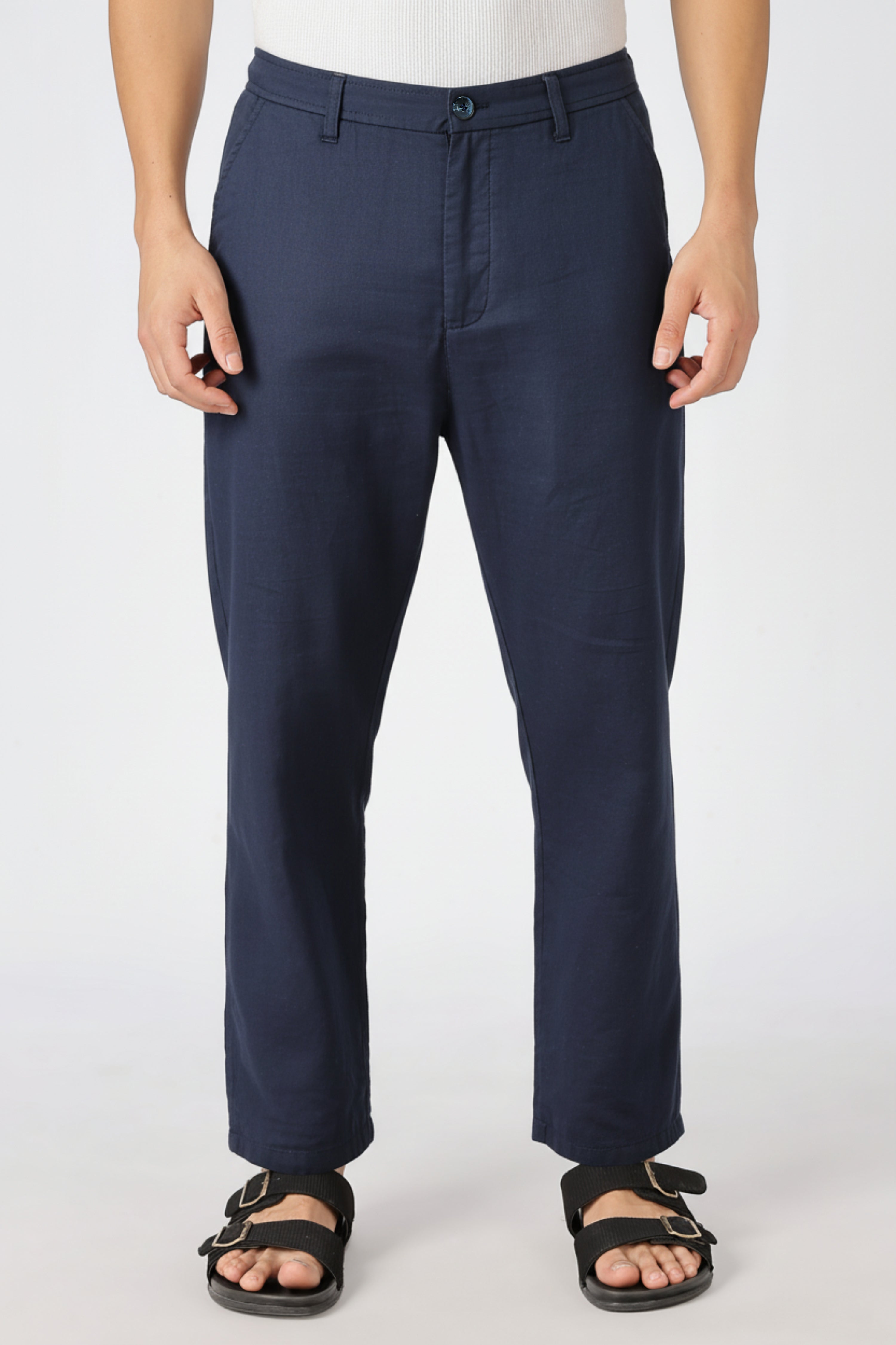 Stand at Ease 100% Cotton Straight Fit Navy Blue Pant