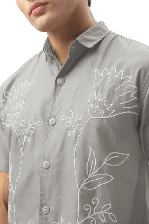 Corsica Brown Embroidery Shirt