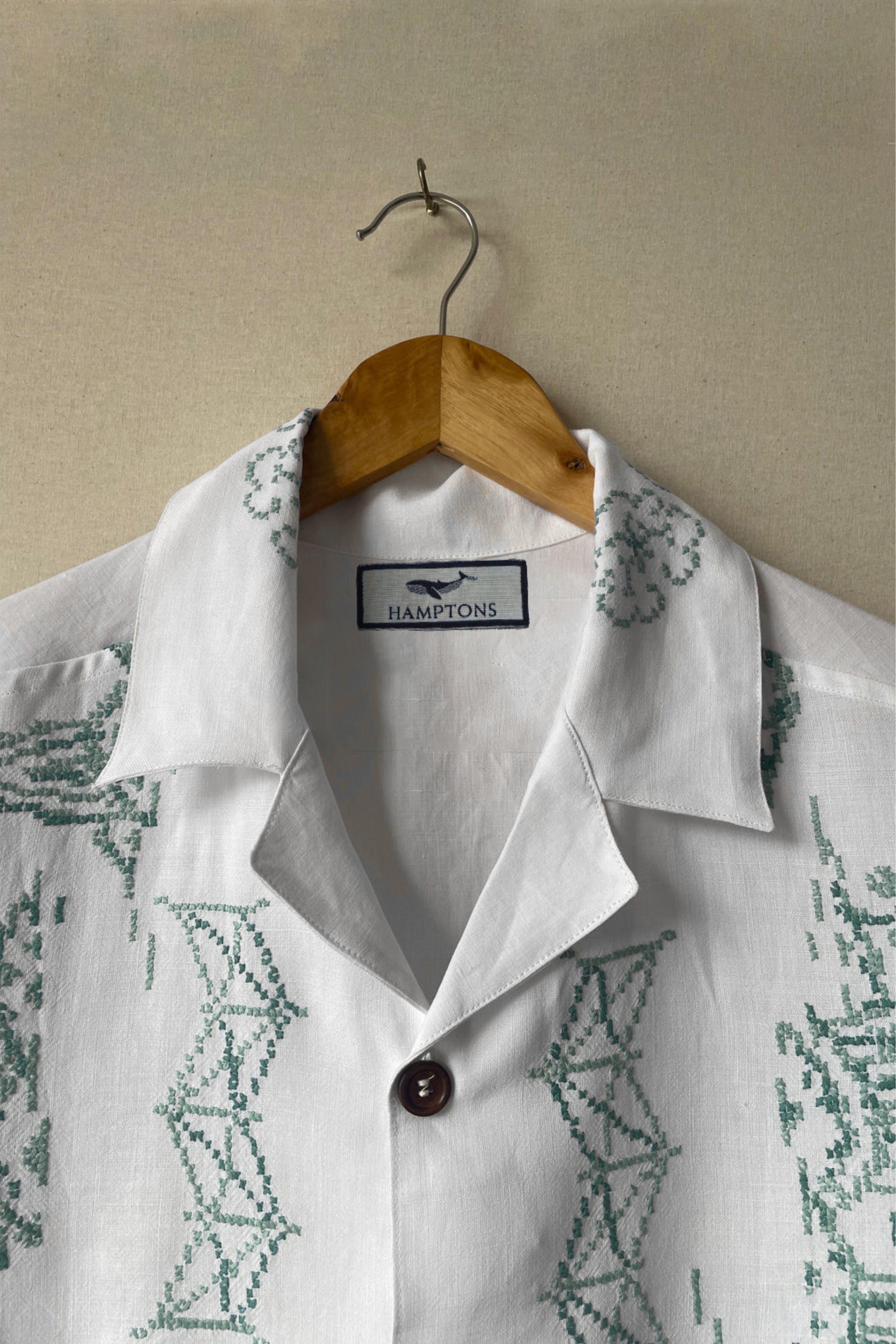 Positano Landscape All Over Embroidery White Shirt