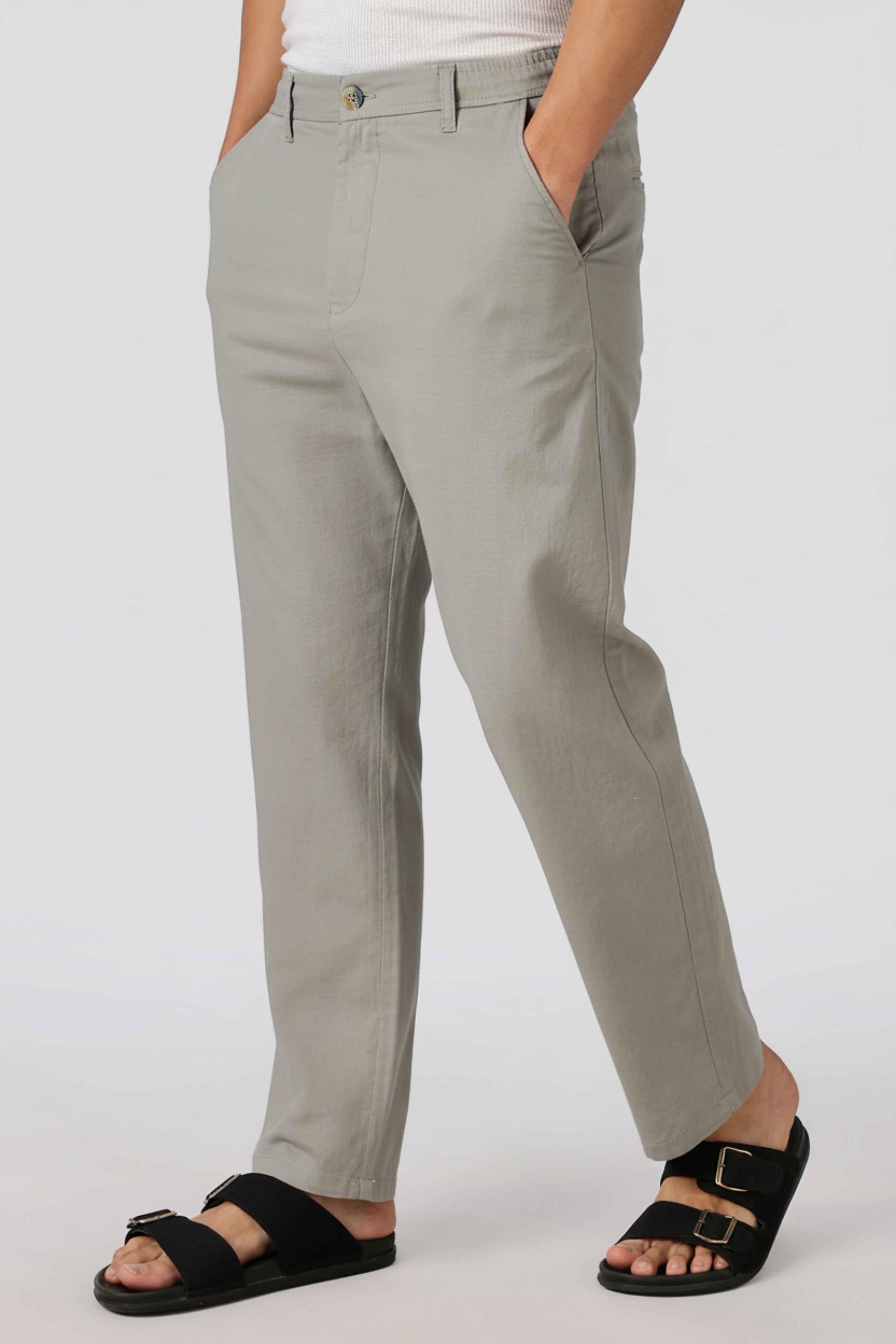 Stand at Ease 100% Cotton Straight Fit Grey Pant