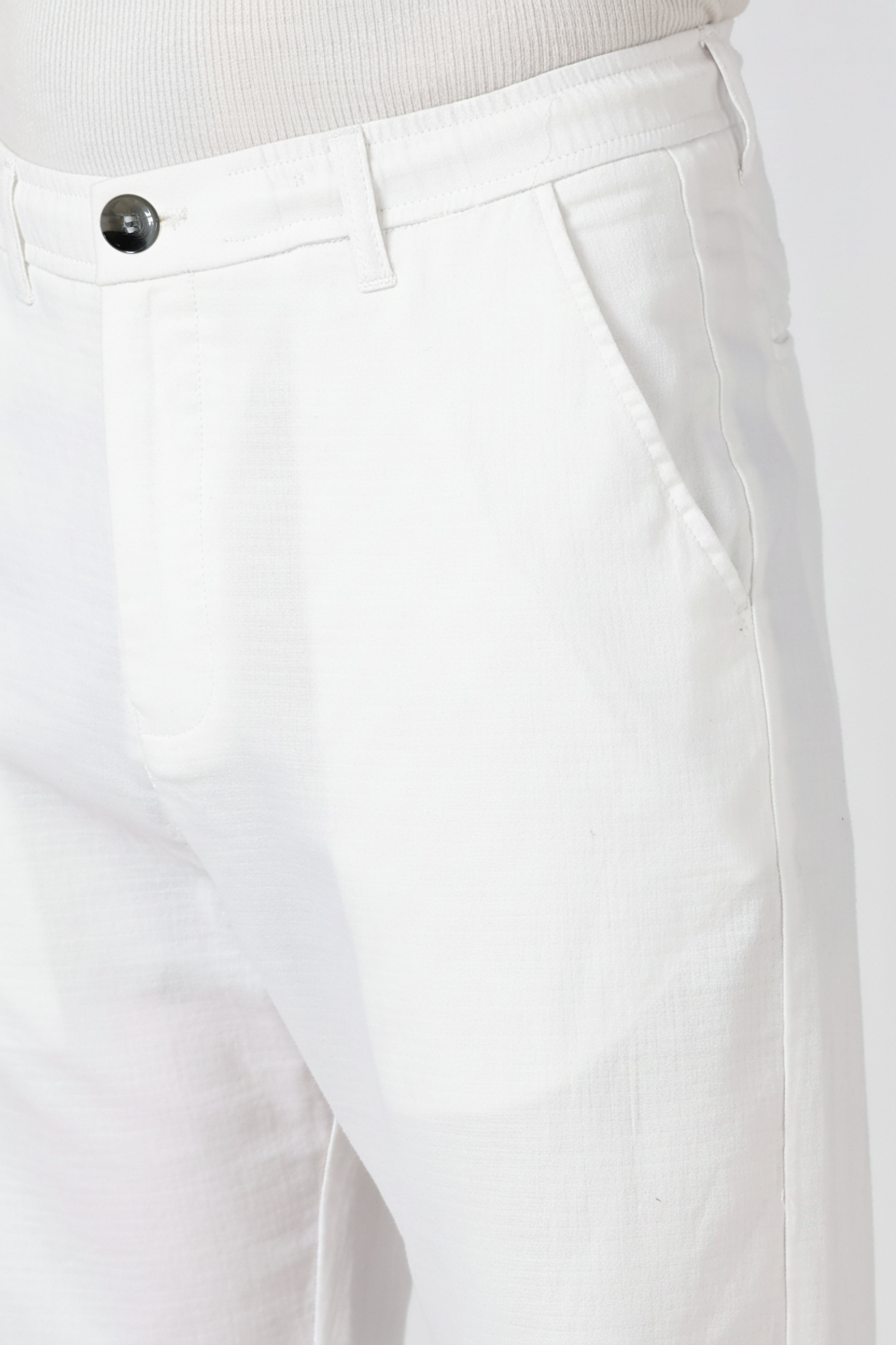Stand at Ease 100% Cotton Straight Fit White Pant