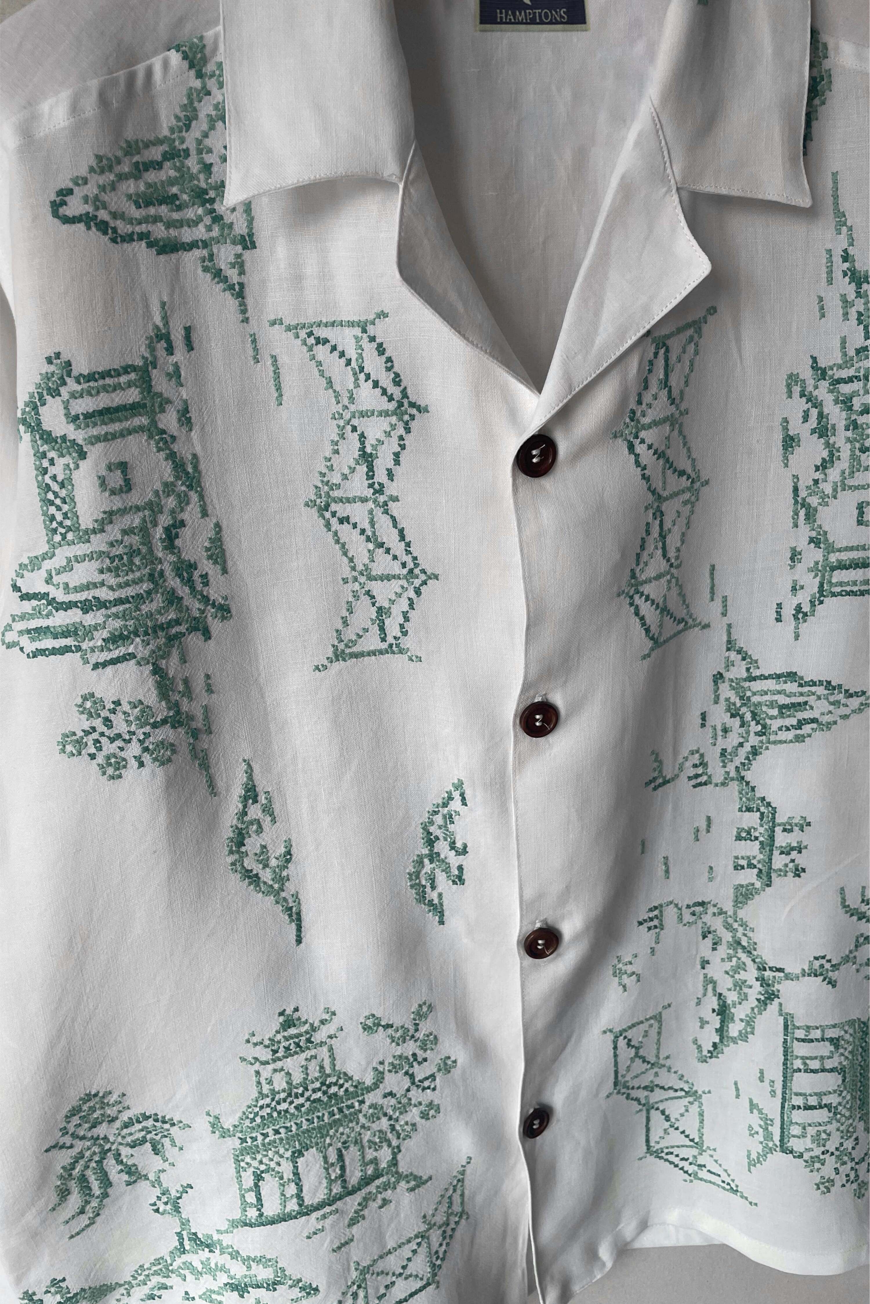 Positano Landscape All Over Embroidery White Shirt