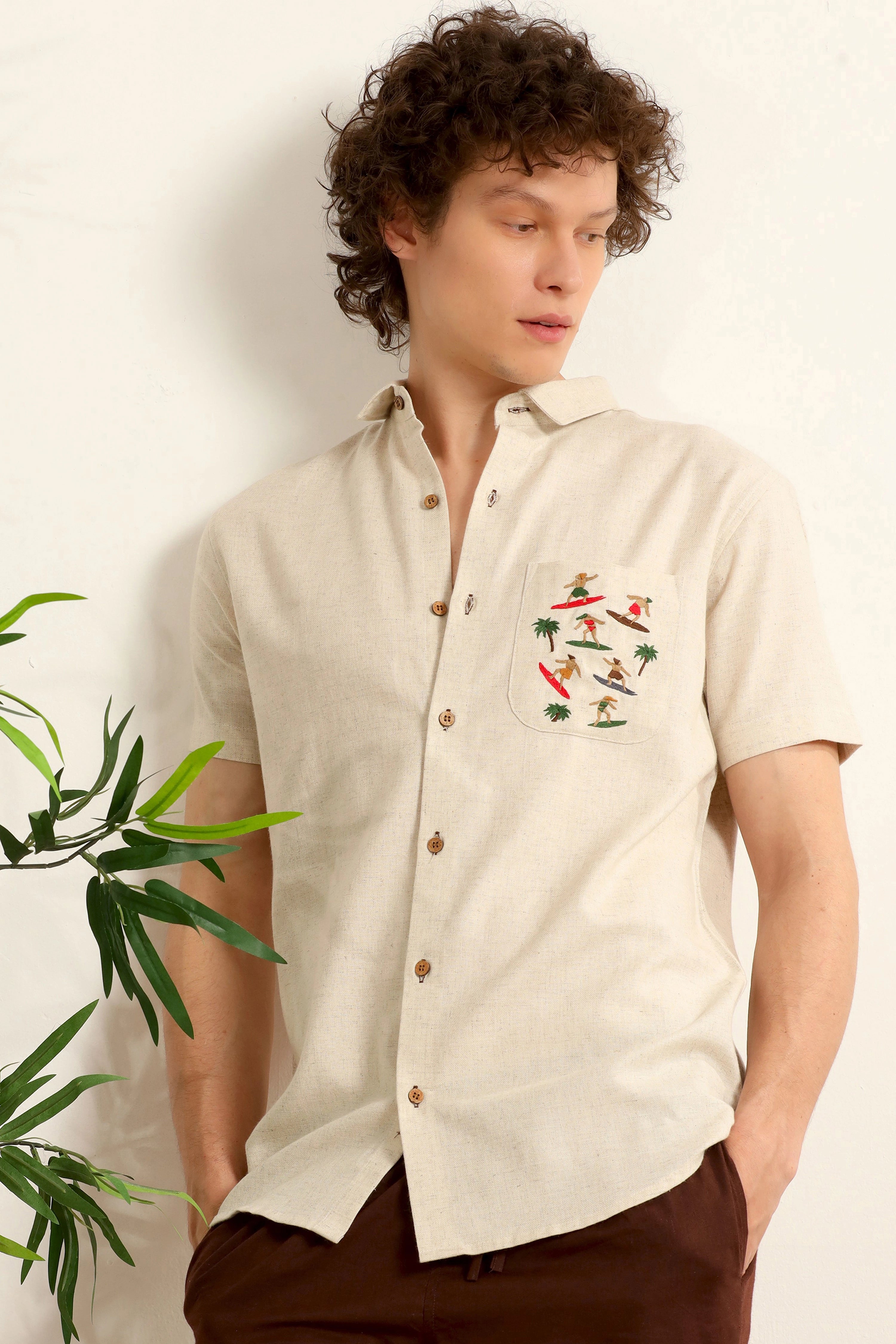 Surf O'clock Half-sleeve linen shirt