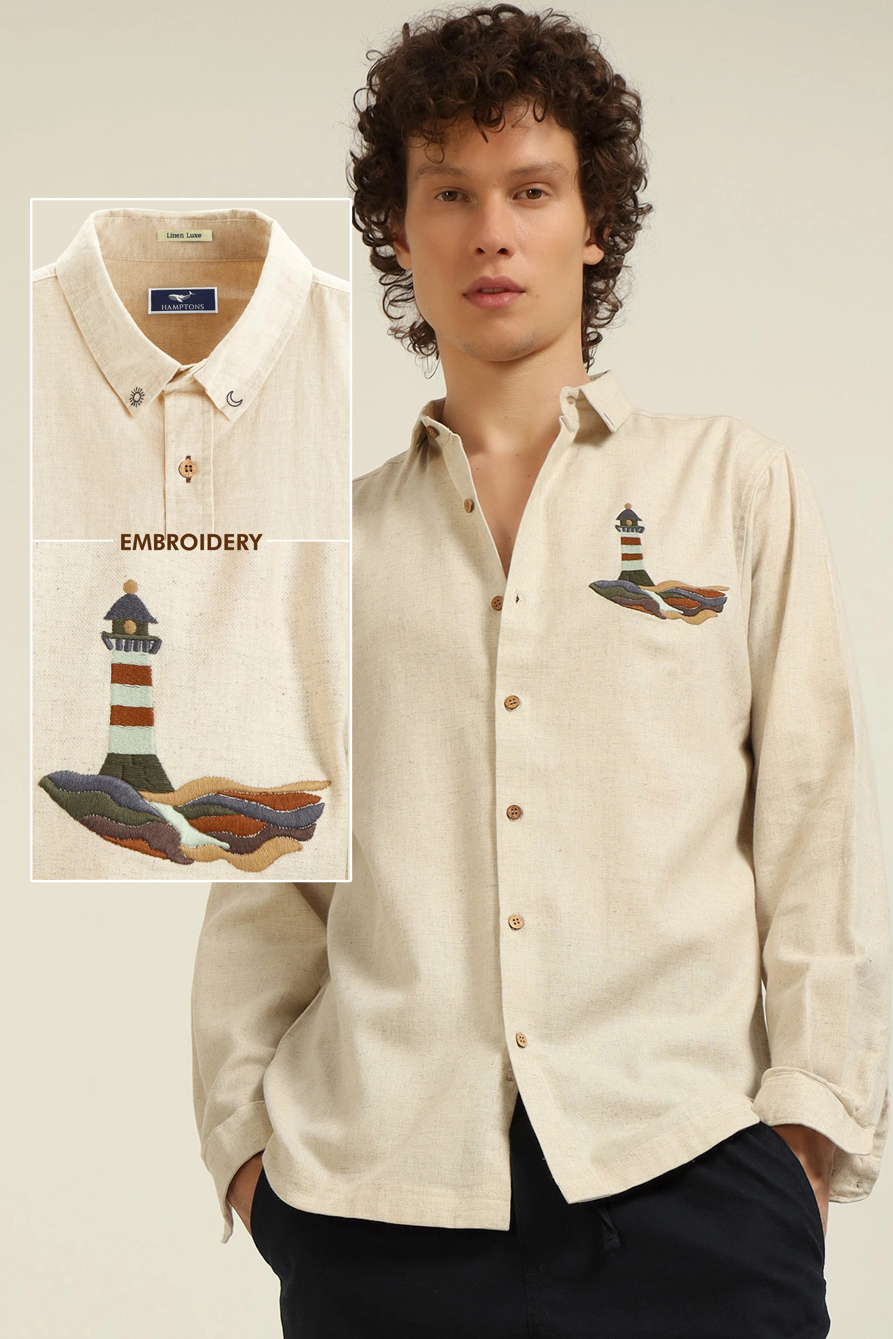 Natural Linen-cotton embroidery Shirt
