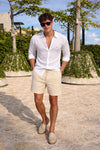 Classic 100% Linen 44 Lea Regular Fit White Shirt