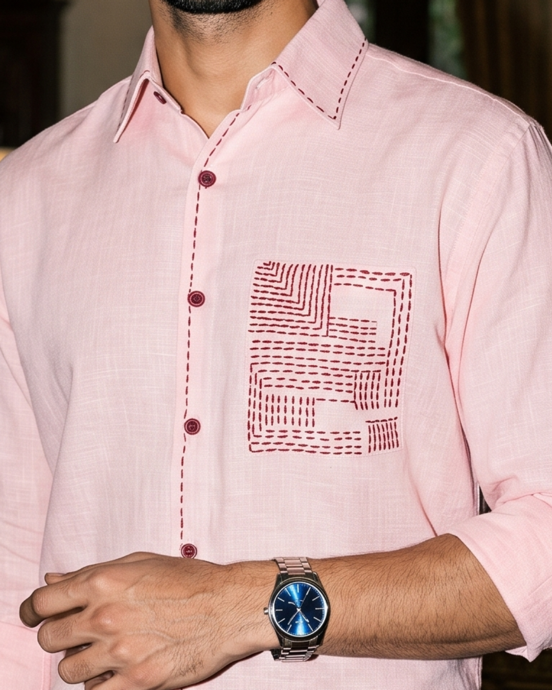Artisan Stitch- Spread Collar Embroidered Shirt