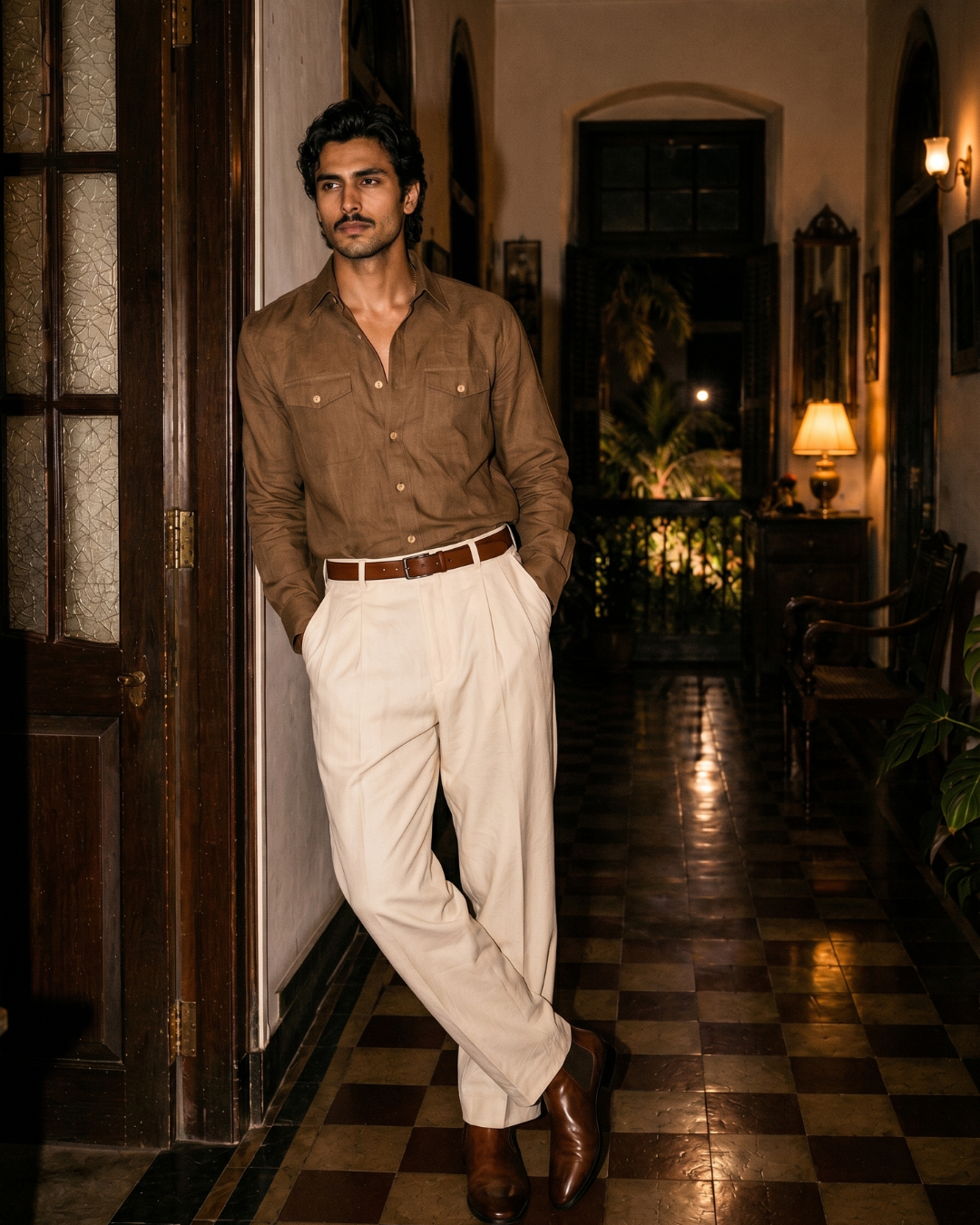 Mesa Brown–Western Flap Pockets Utility Shirt