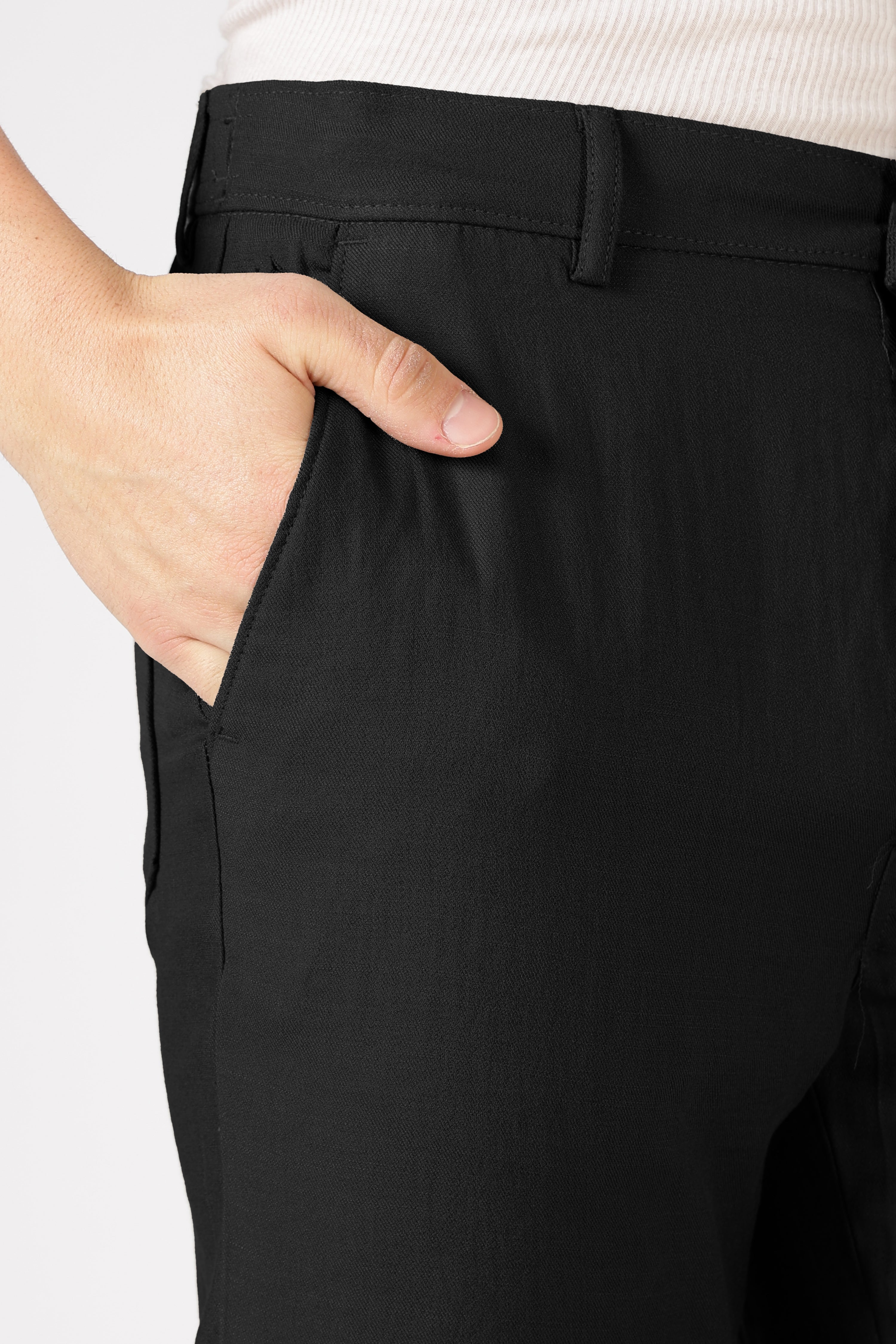 Free Flow Cotton:Linen Parallel Fit Black Pants