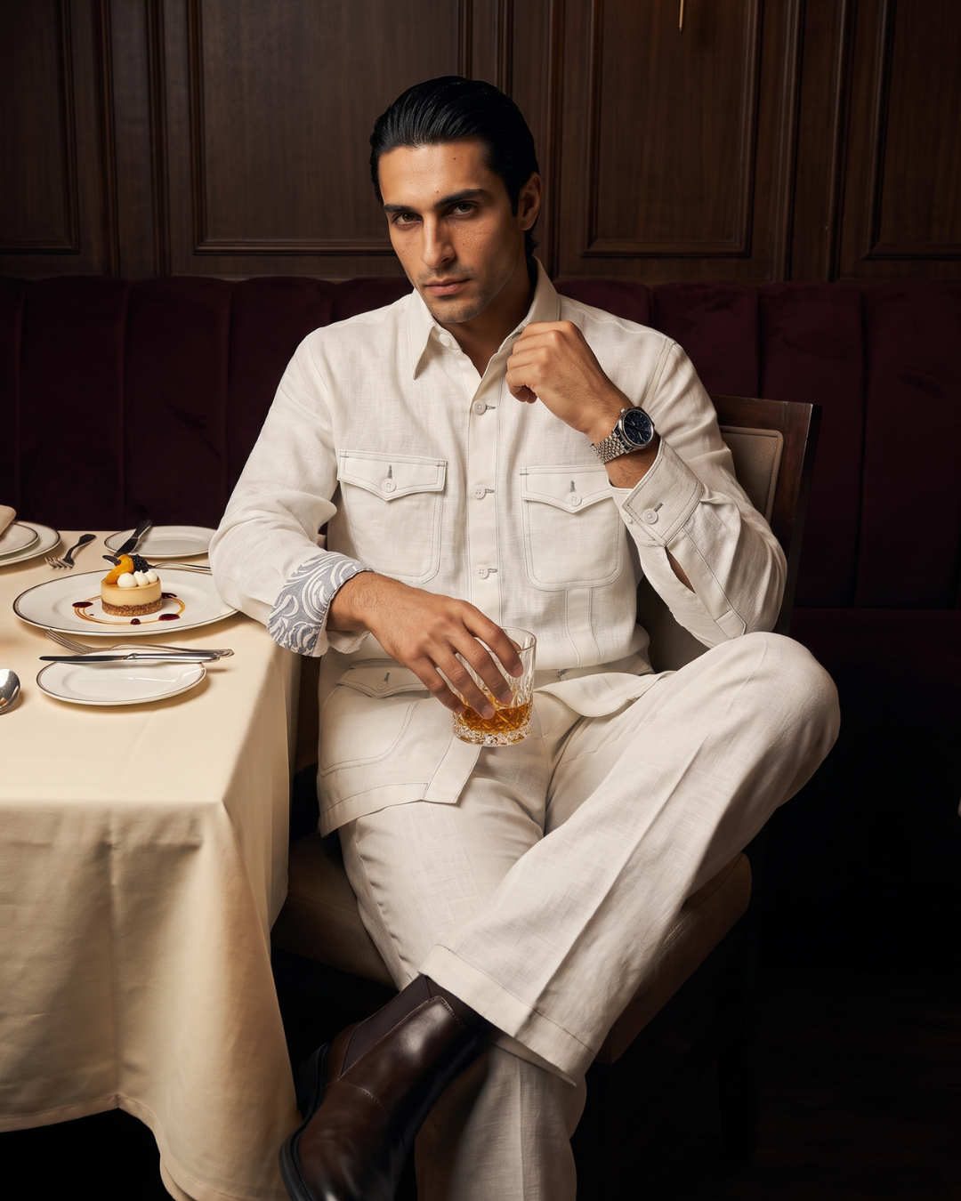 Safari Utility White Cotton Co-ordinated Outfits for Men