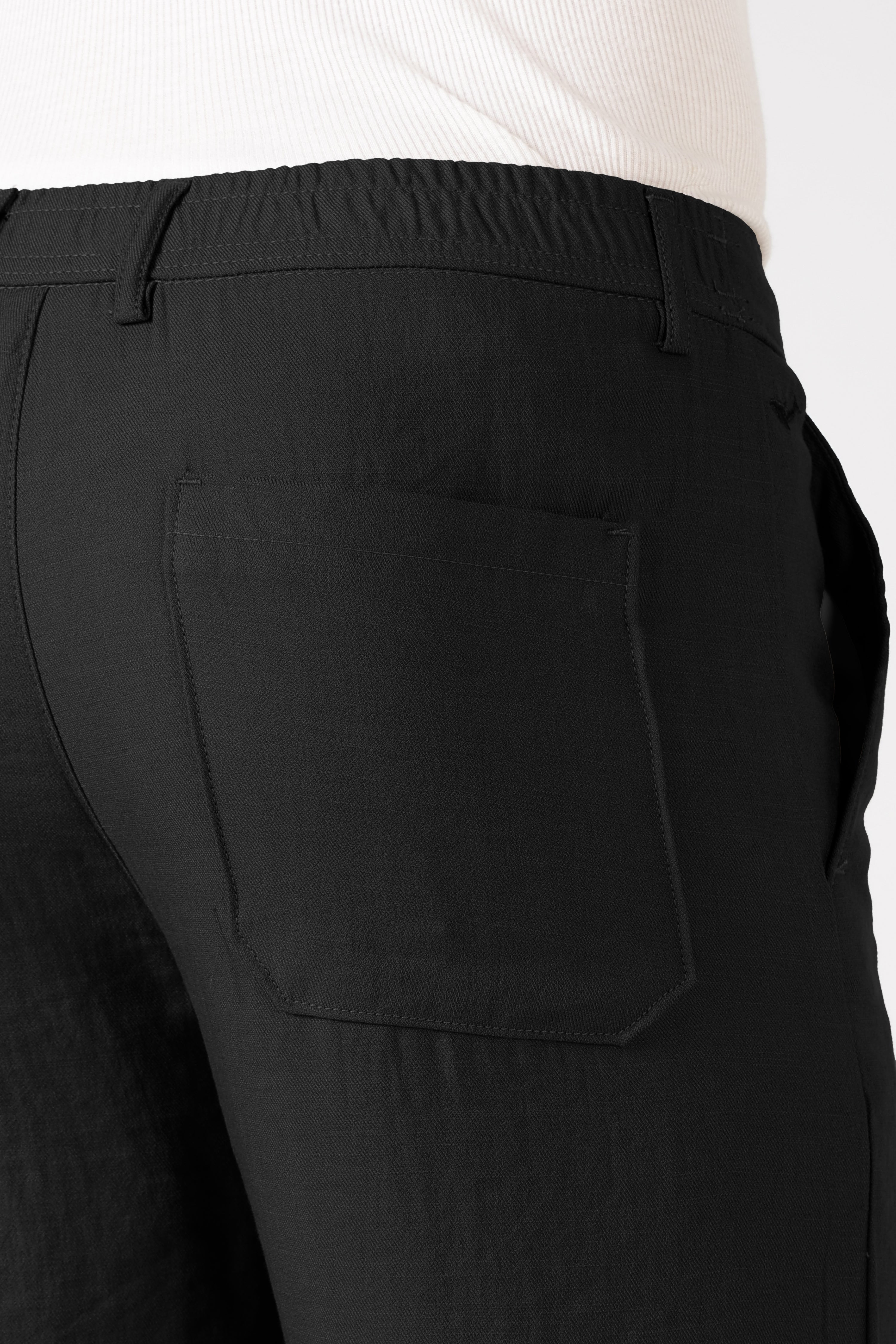 Free Flow Cotton:Linen Parallel Fit Black Pants