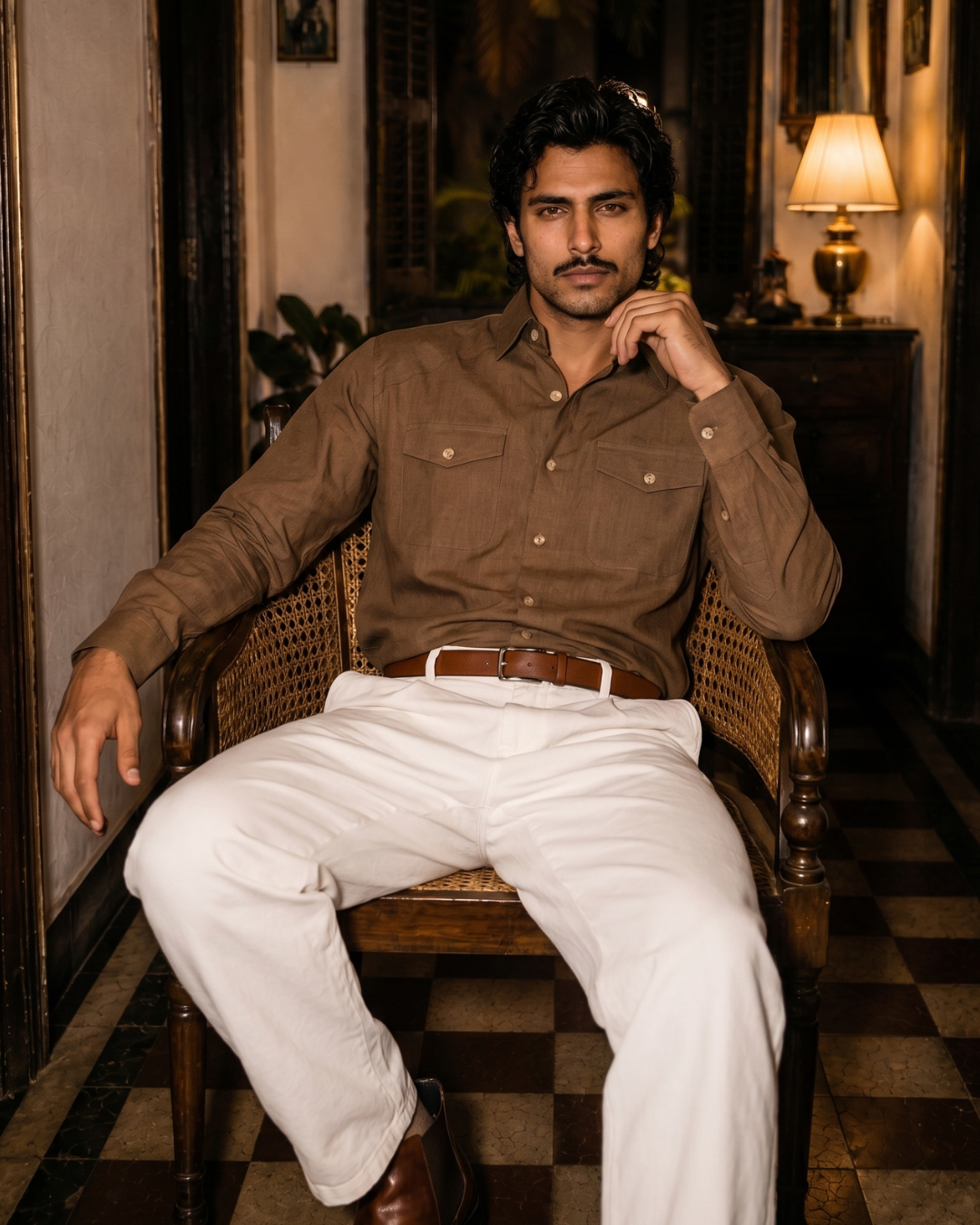 Mesa Brown–Western Flap Pockets Utility Shirt