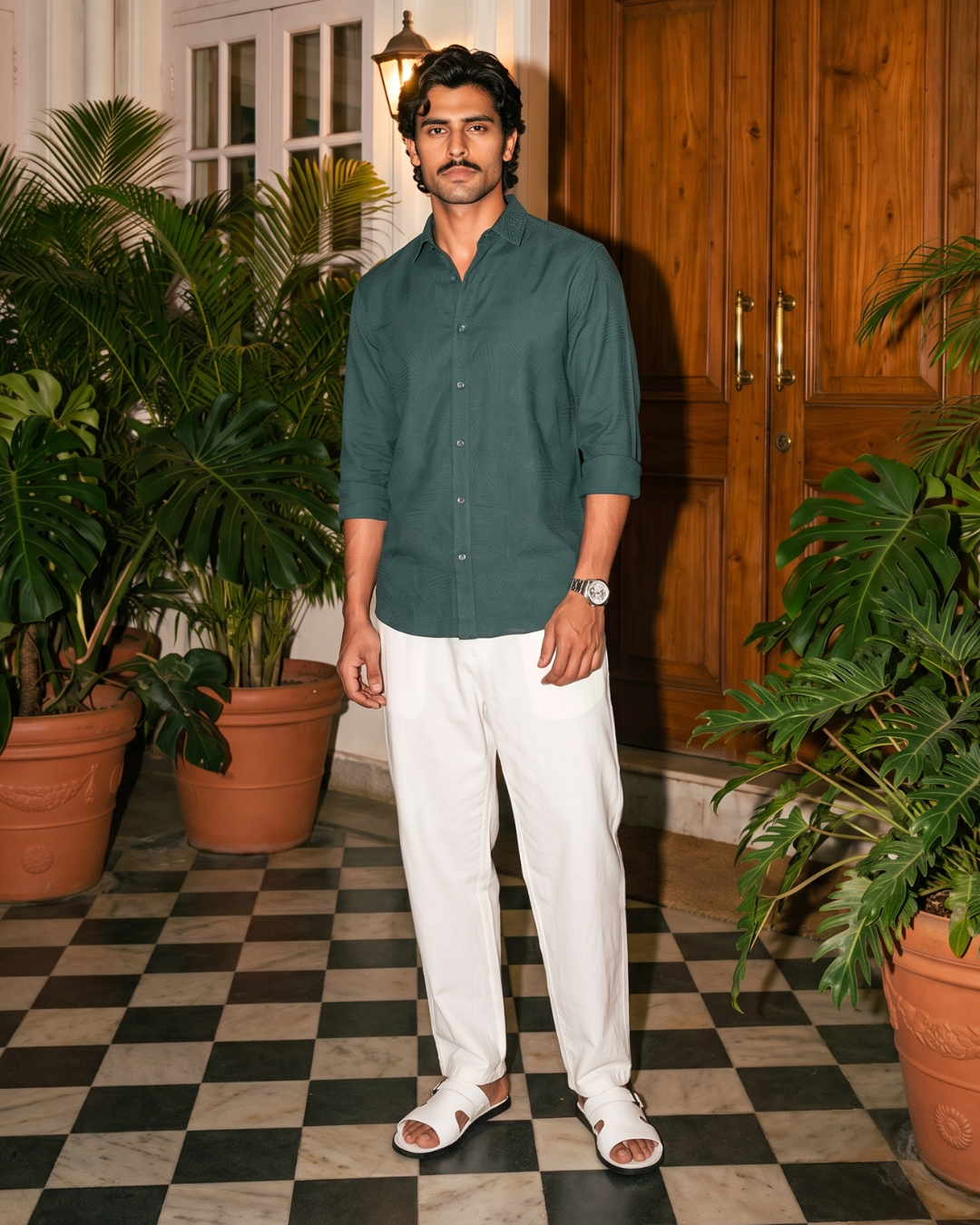 Verdant Jacquard Printed - Spread Collar Shirt