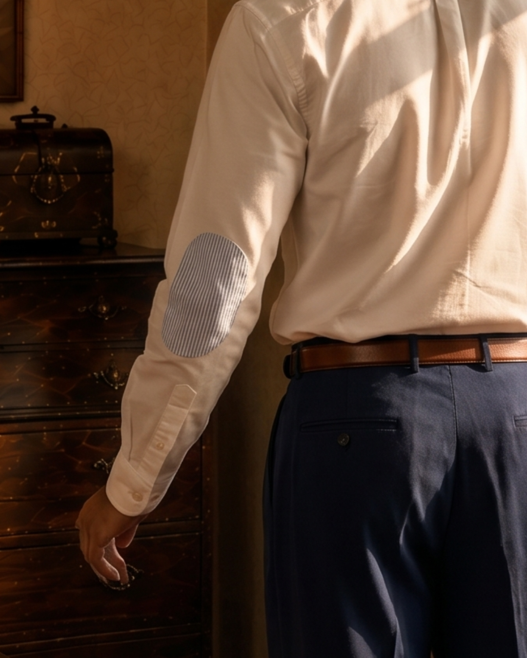 Fine Count Oxford- Broad Collar and Elbow Patches