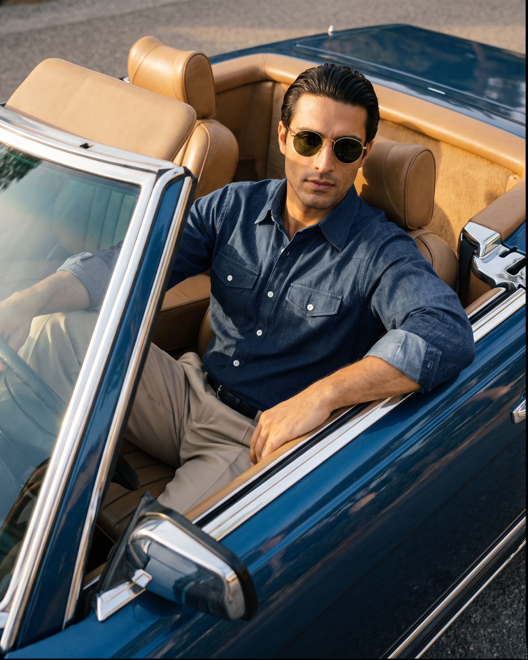 Chambray Denim– Western Flap Pockets Utility Shirt
