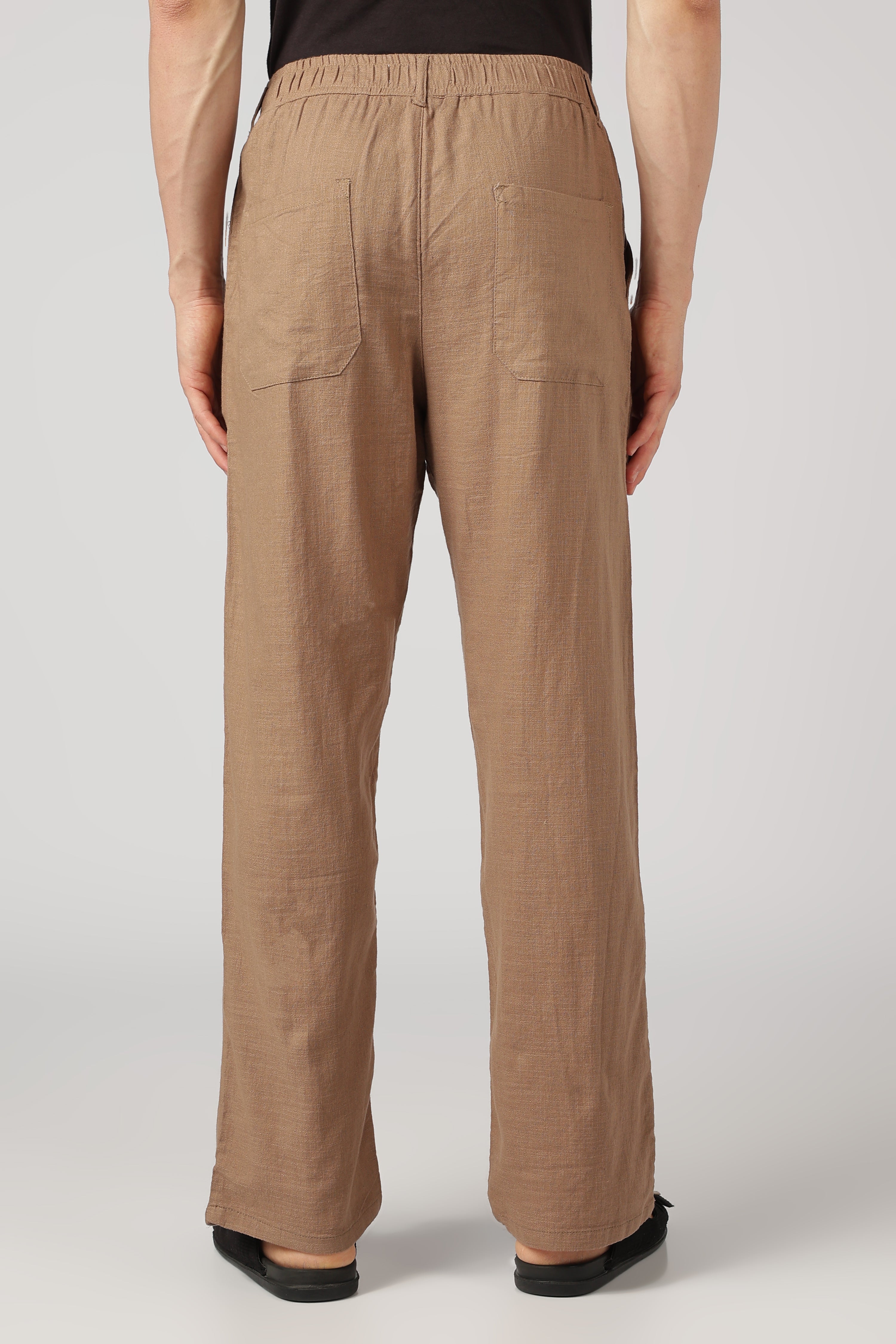Linen-style 100% Cotton Relaxed  Fit Brown Pant