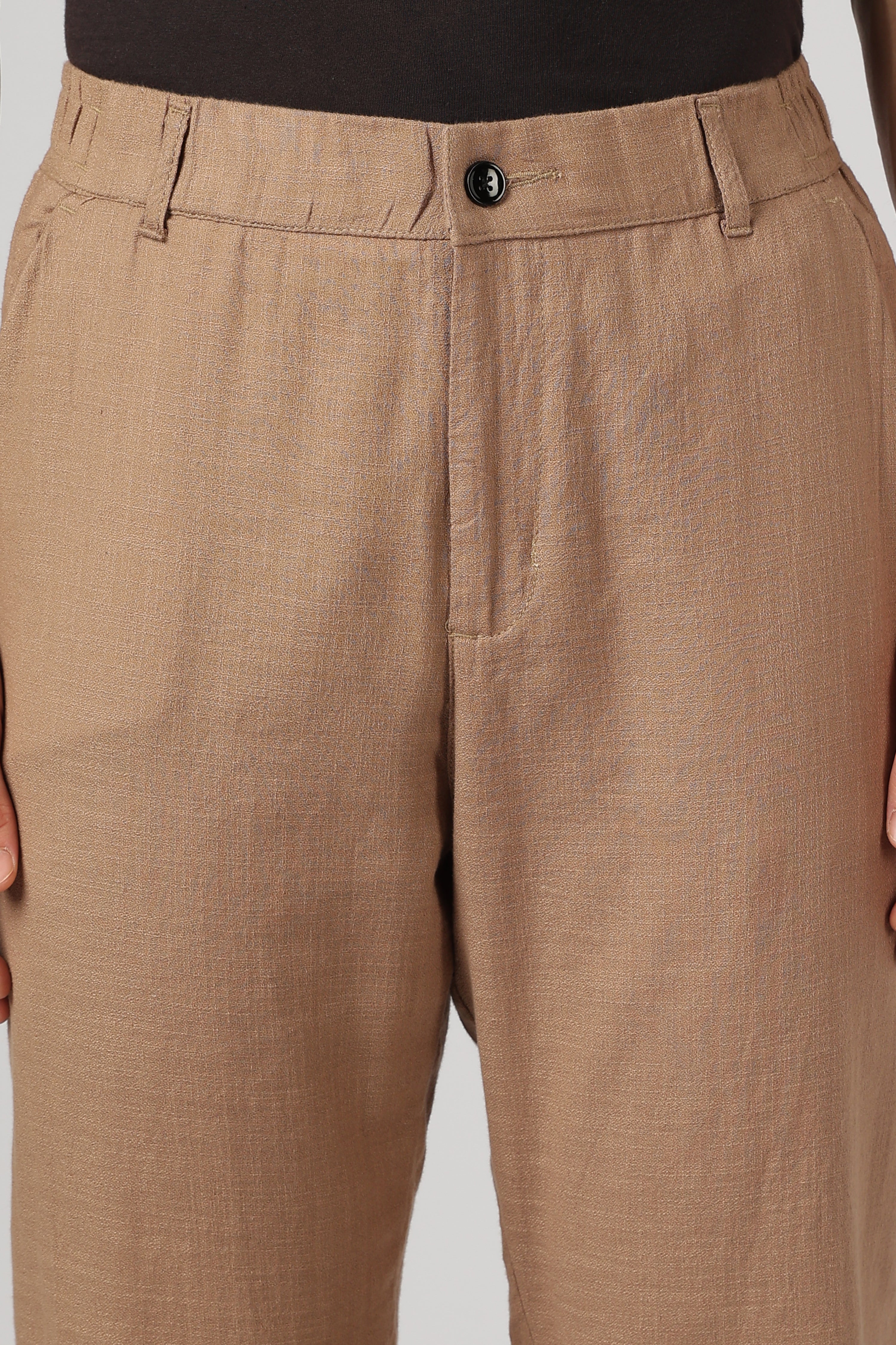 Linen-style 100% Cotton Relaxed  Fit Brown Pant