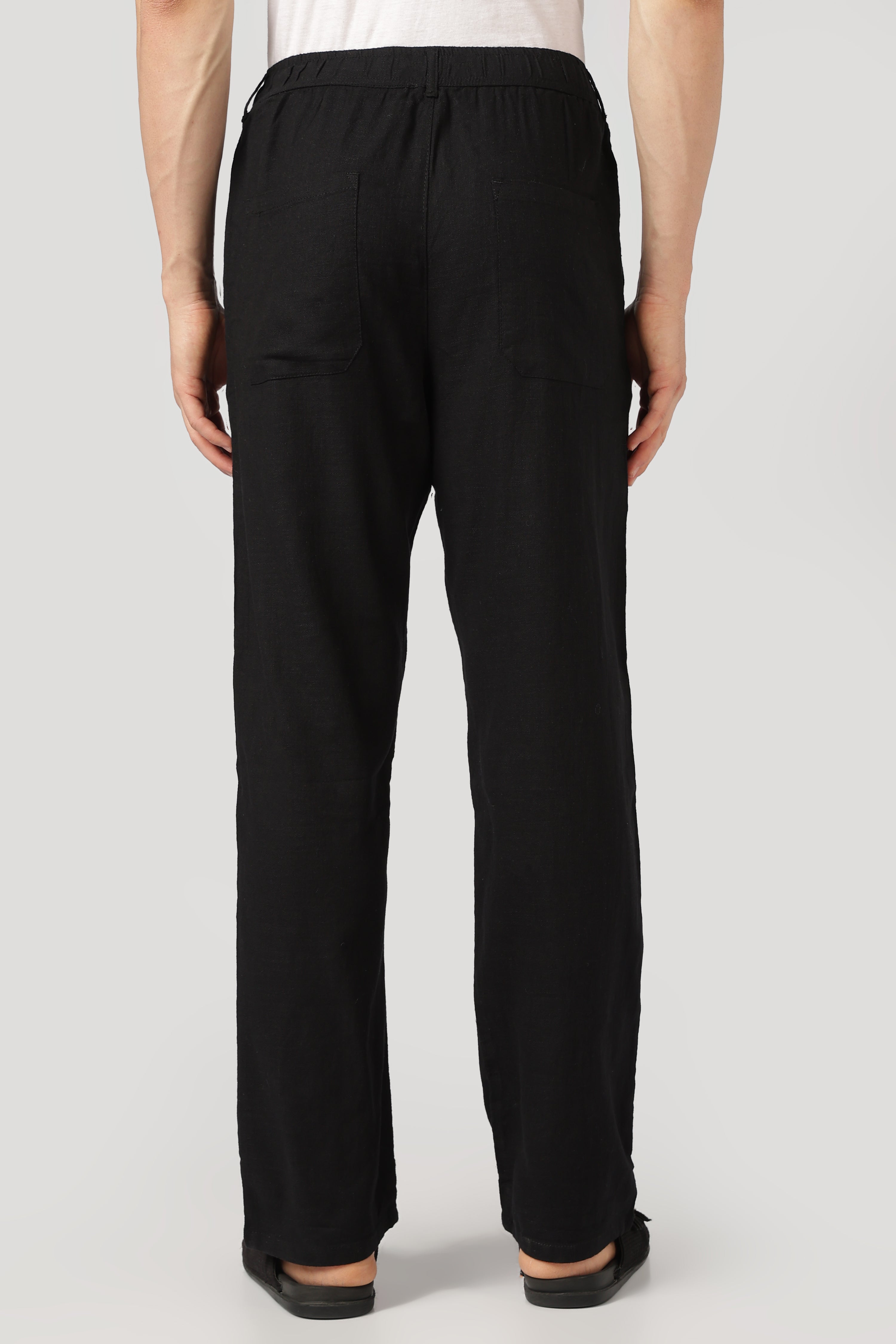 Linen-style 100% Cotton Relaxed  Fit Black Pant