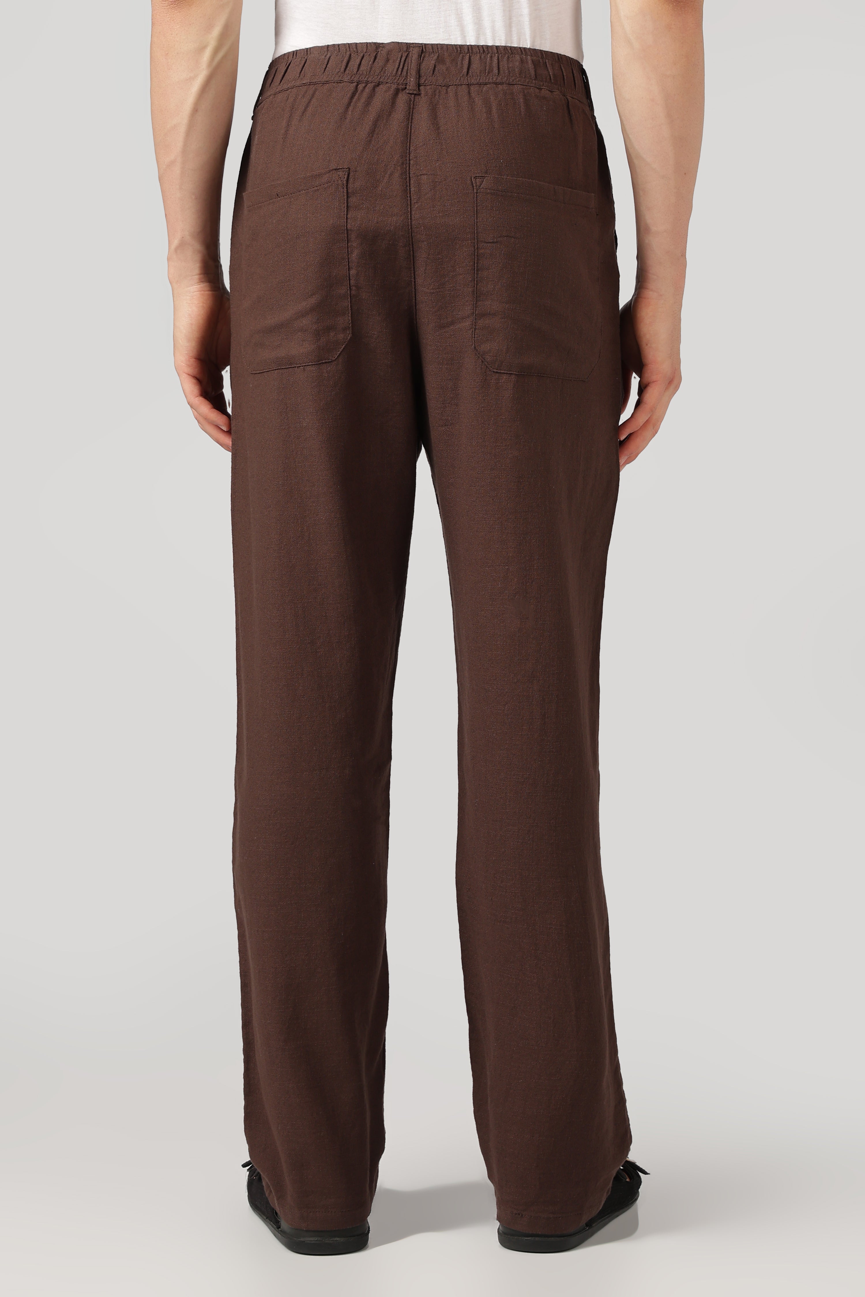 Linen-style 100% Cotton Relaxed  Fit Chocolate Brown Pant
