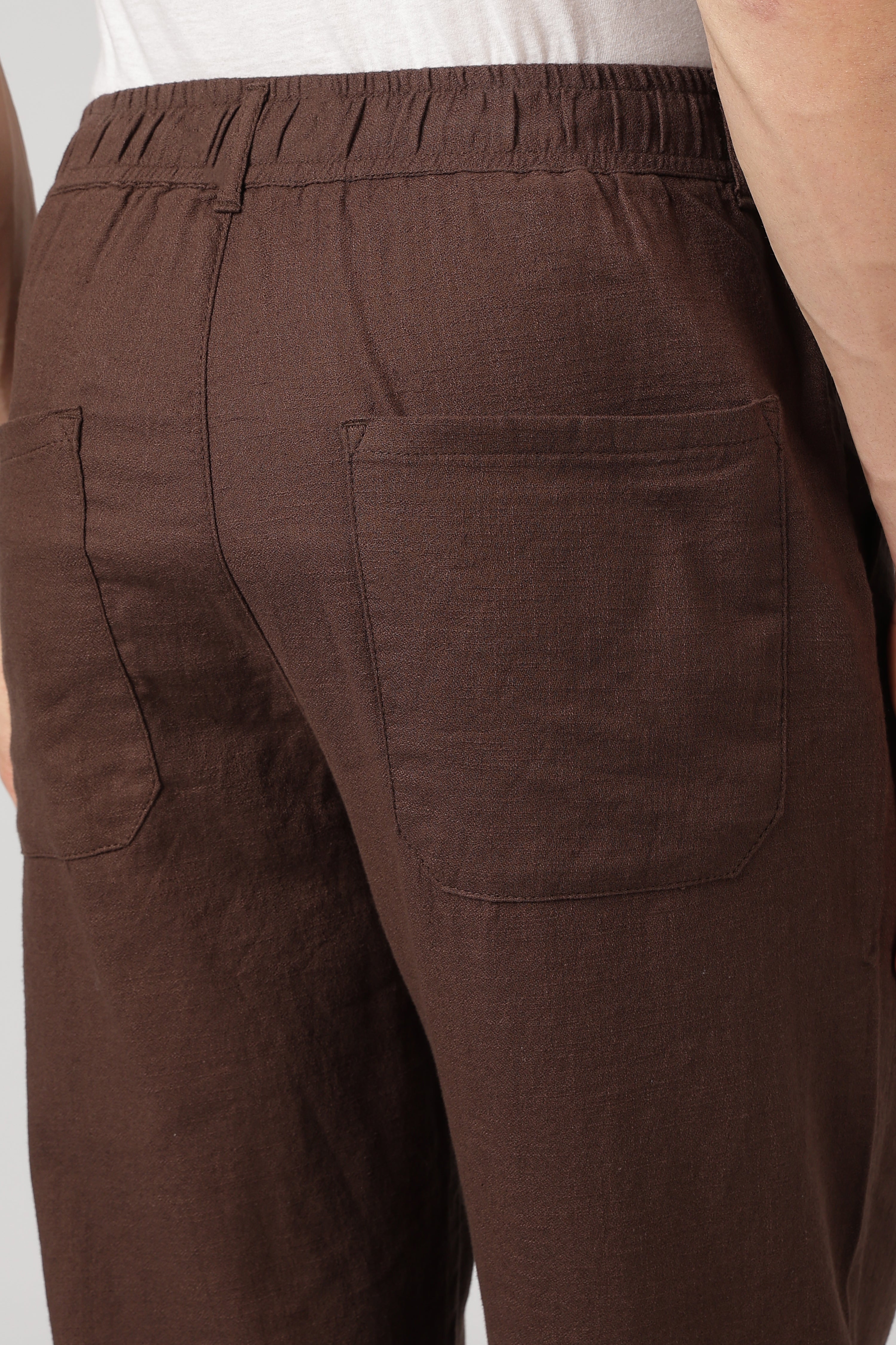 Linen-style 100% Cotton Relaxed  Fit Chocolate Brown Pant