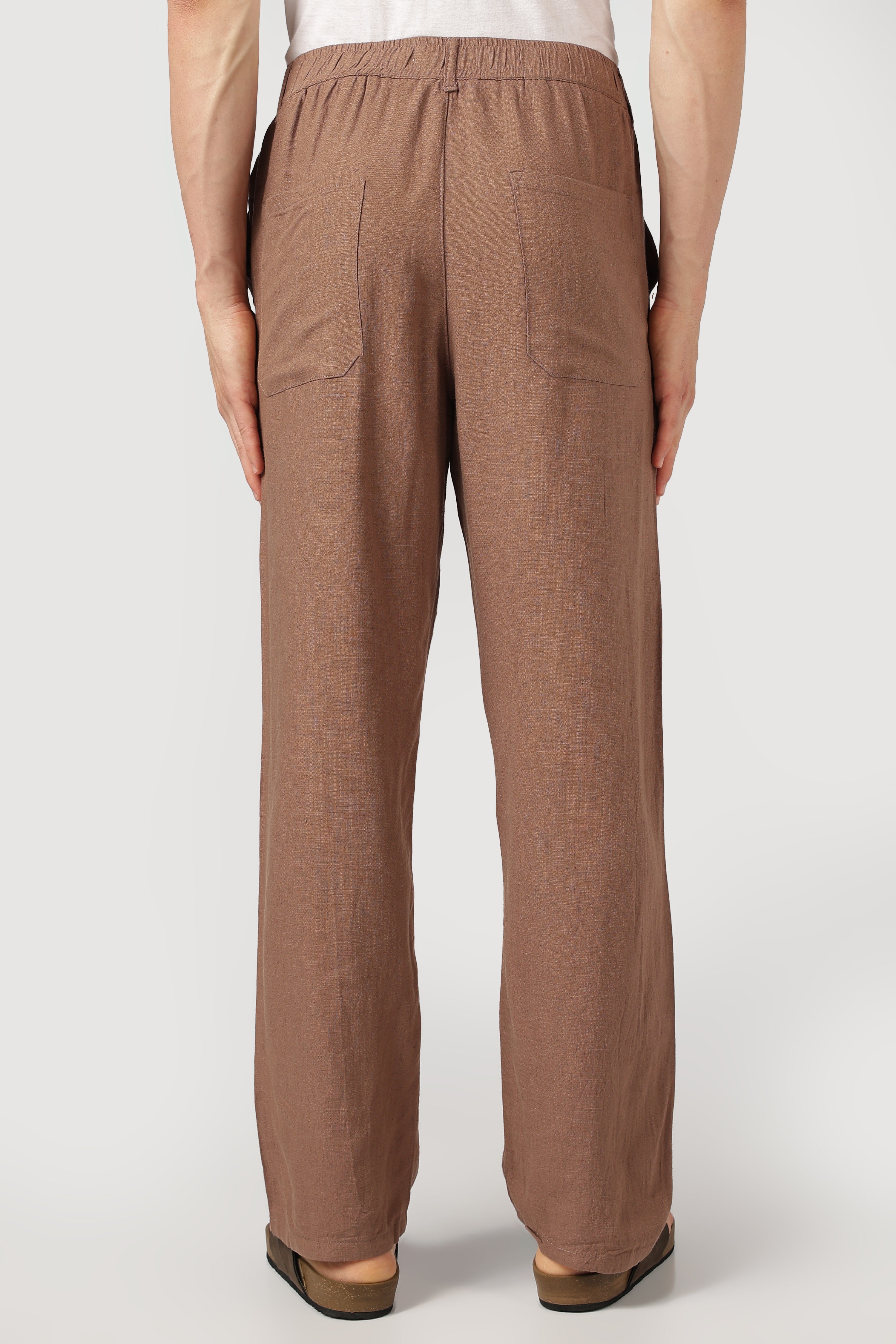 Linen-style 100% Cotton Straight Fit Brown Pant