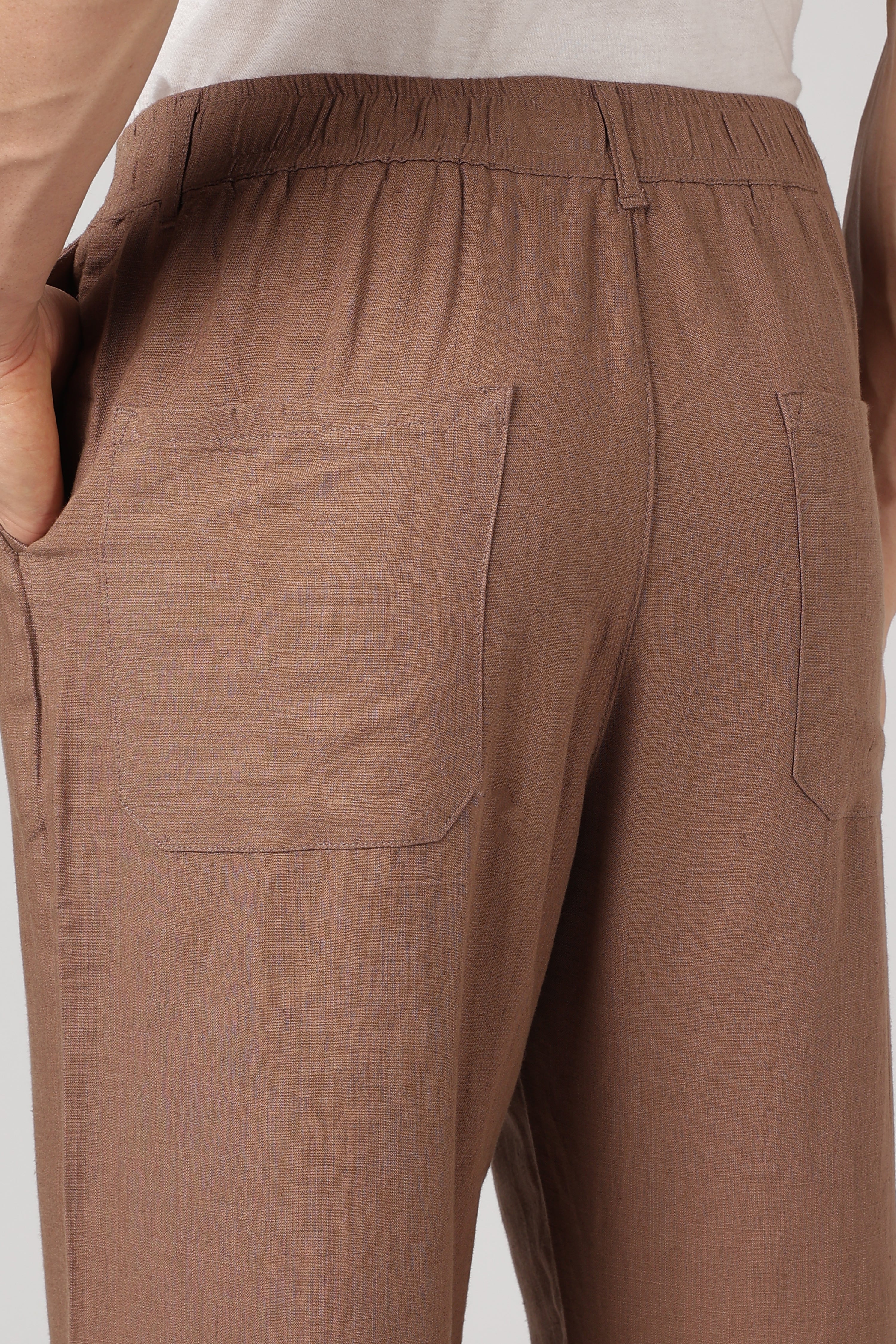 Linen-style 100% Cotton Straight Fit Brown Pant