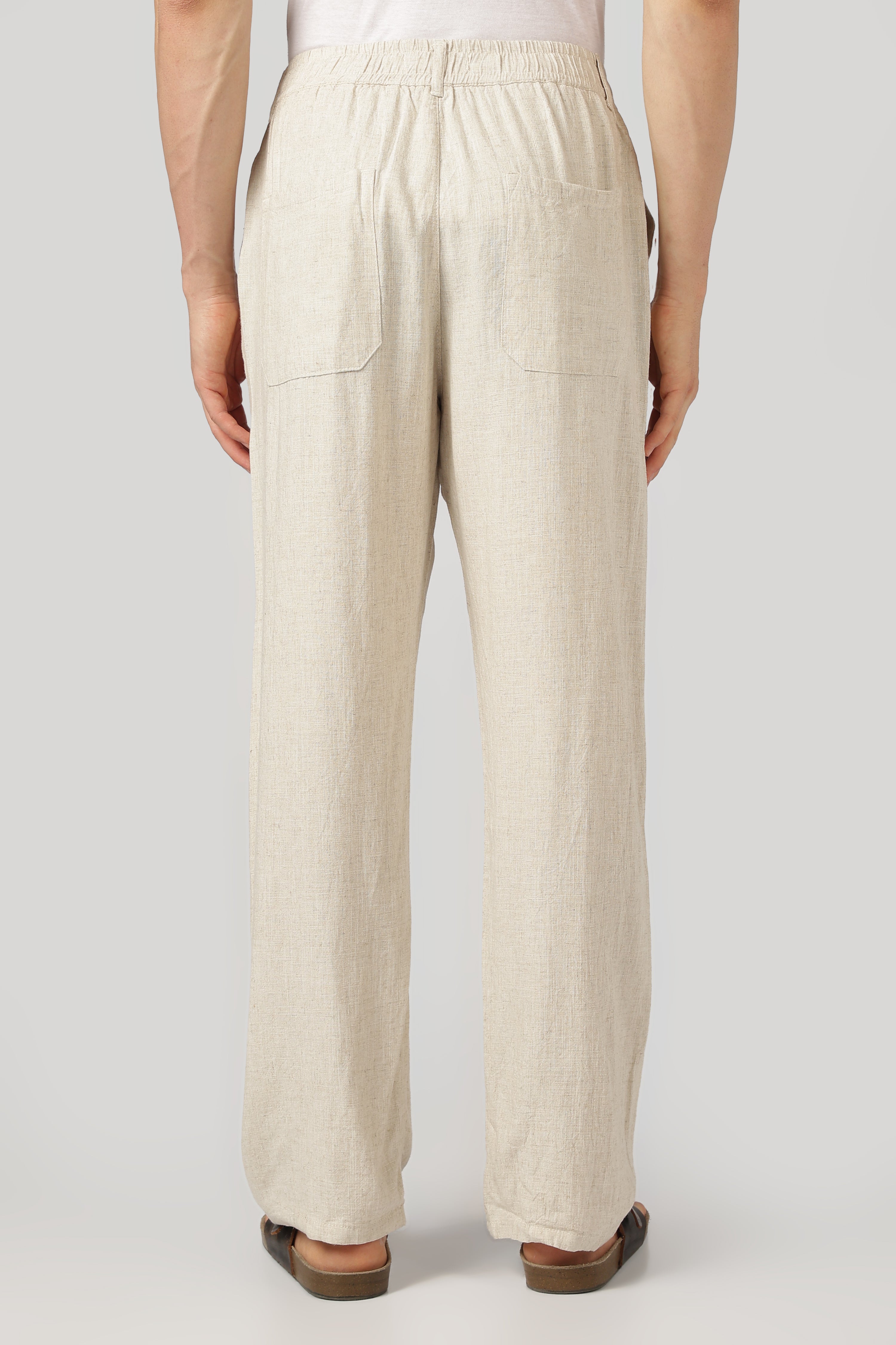 Linen-style 100% Cotton Straight Fit Beige Pant
