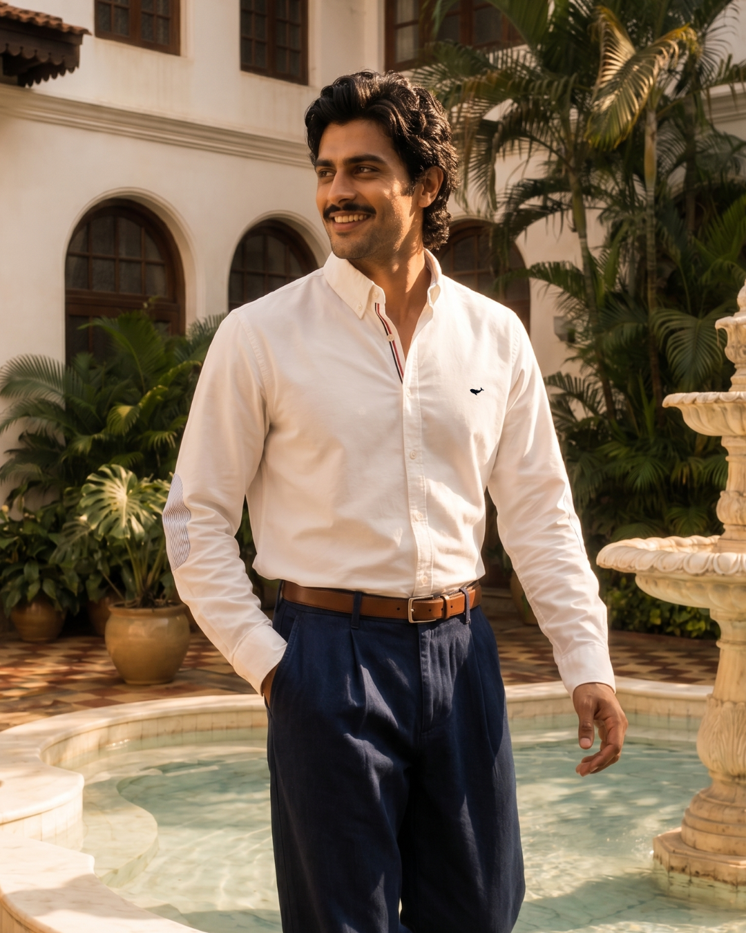 Fine Count Oxford- Broad Collar and Elbow Patches