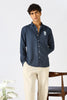 Iced Brew Cotton Regular Fit Navy Embroidered Shirt