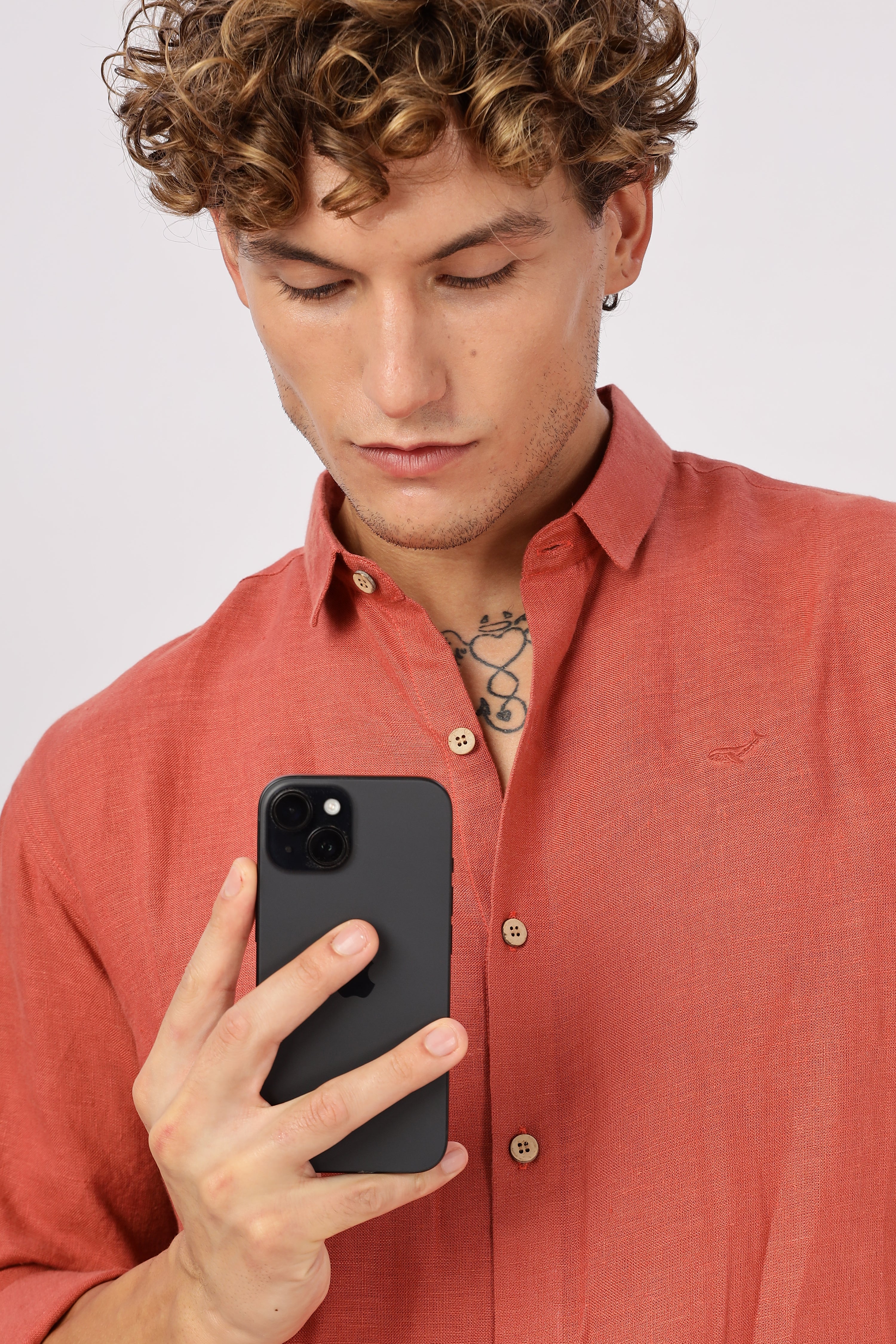 Orange 100% Linen 60s Lea Shirt
