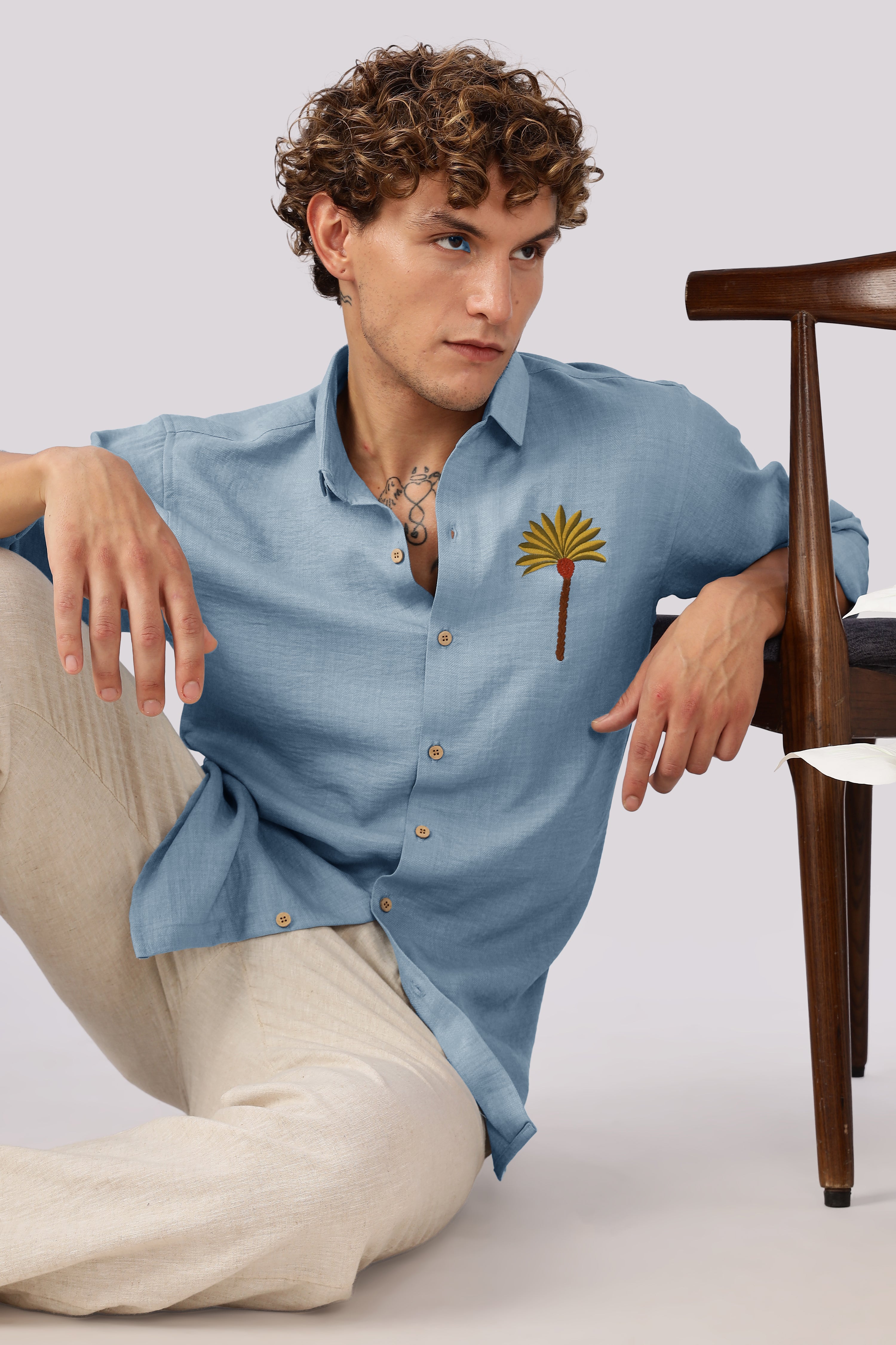Palm Cove Breeze Embroidered Cotton Shirt