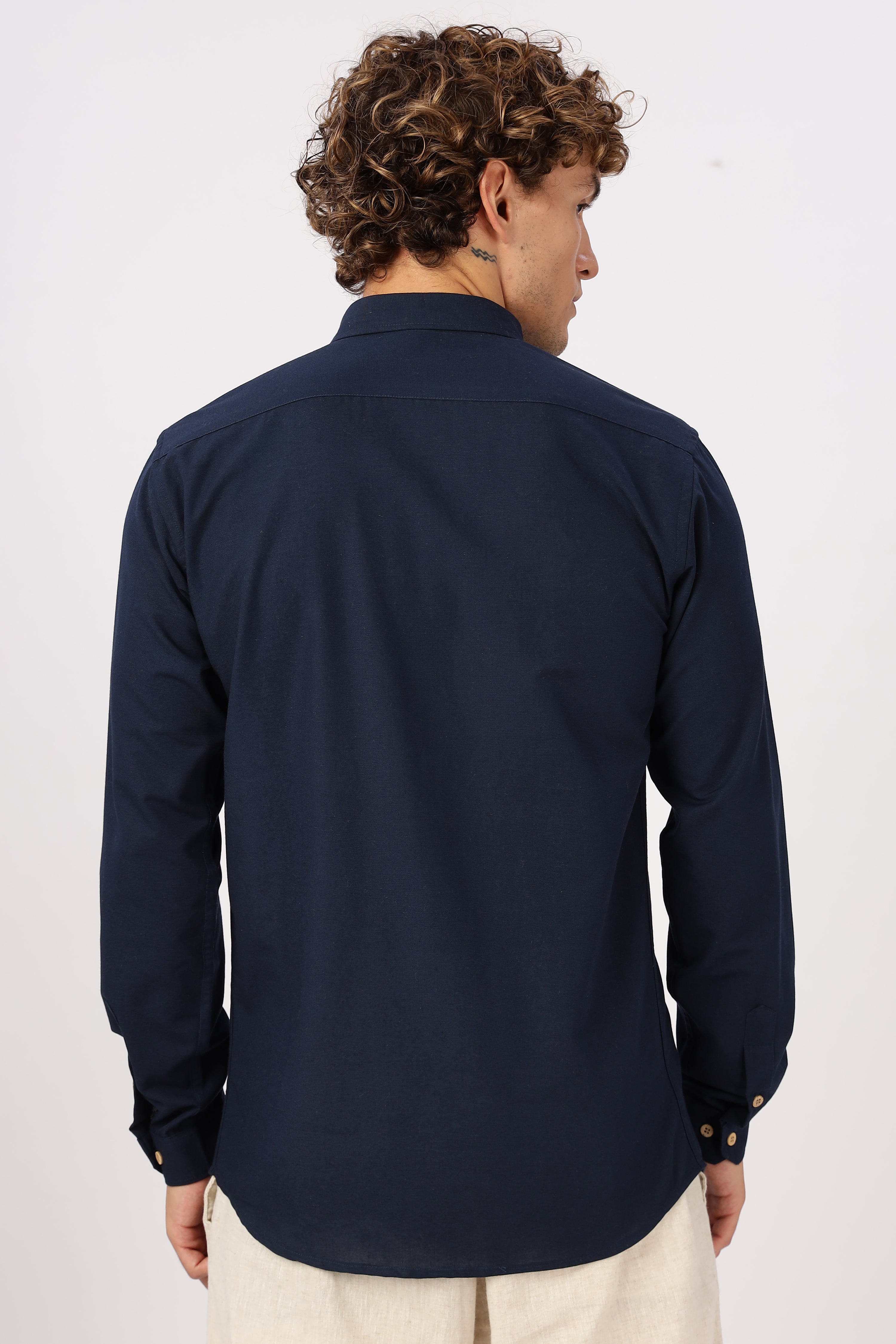 "Tides & Palms" Embroidered Navy Shirt