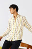 Golden Dash Cotton Regular Fit Cream Striped Shirt