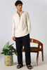 Harbour Dawn Cotton Regular Fit Cream Striped Shirt