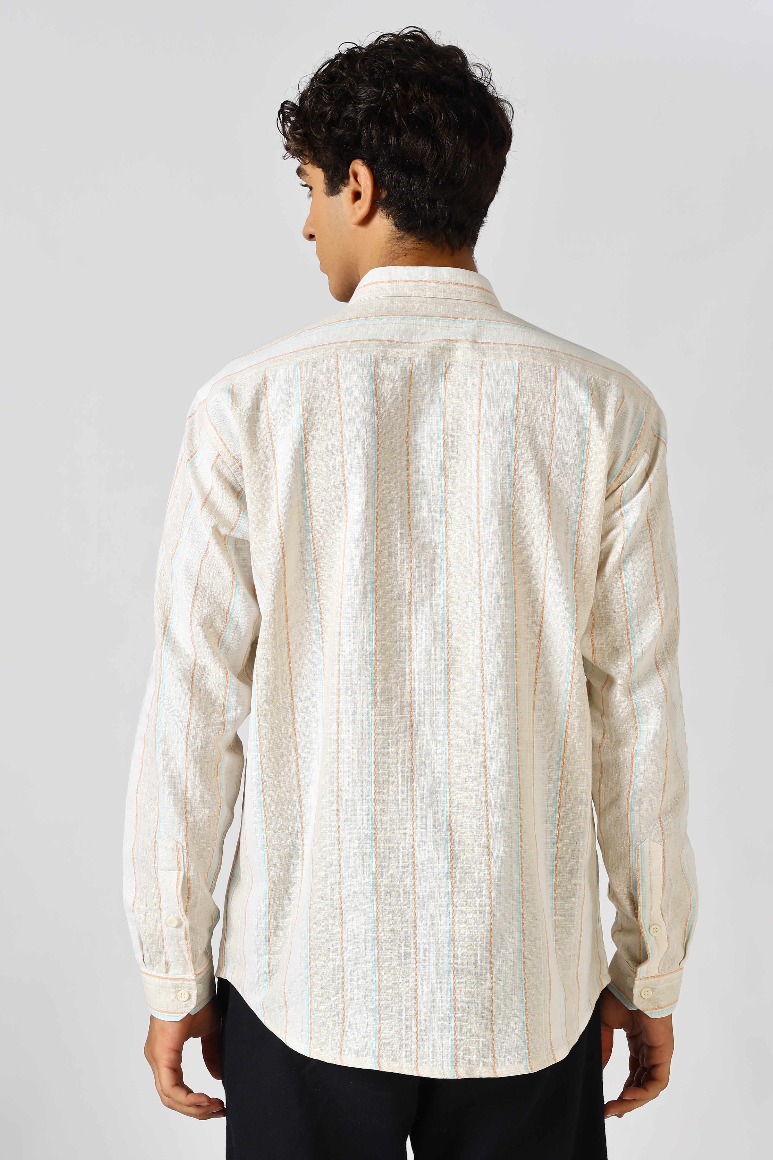 Harbour Dawn Cream Linen Blend Striped Shirt