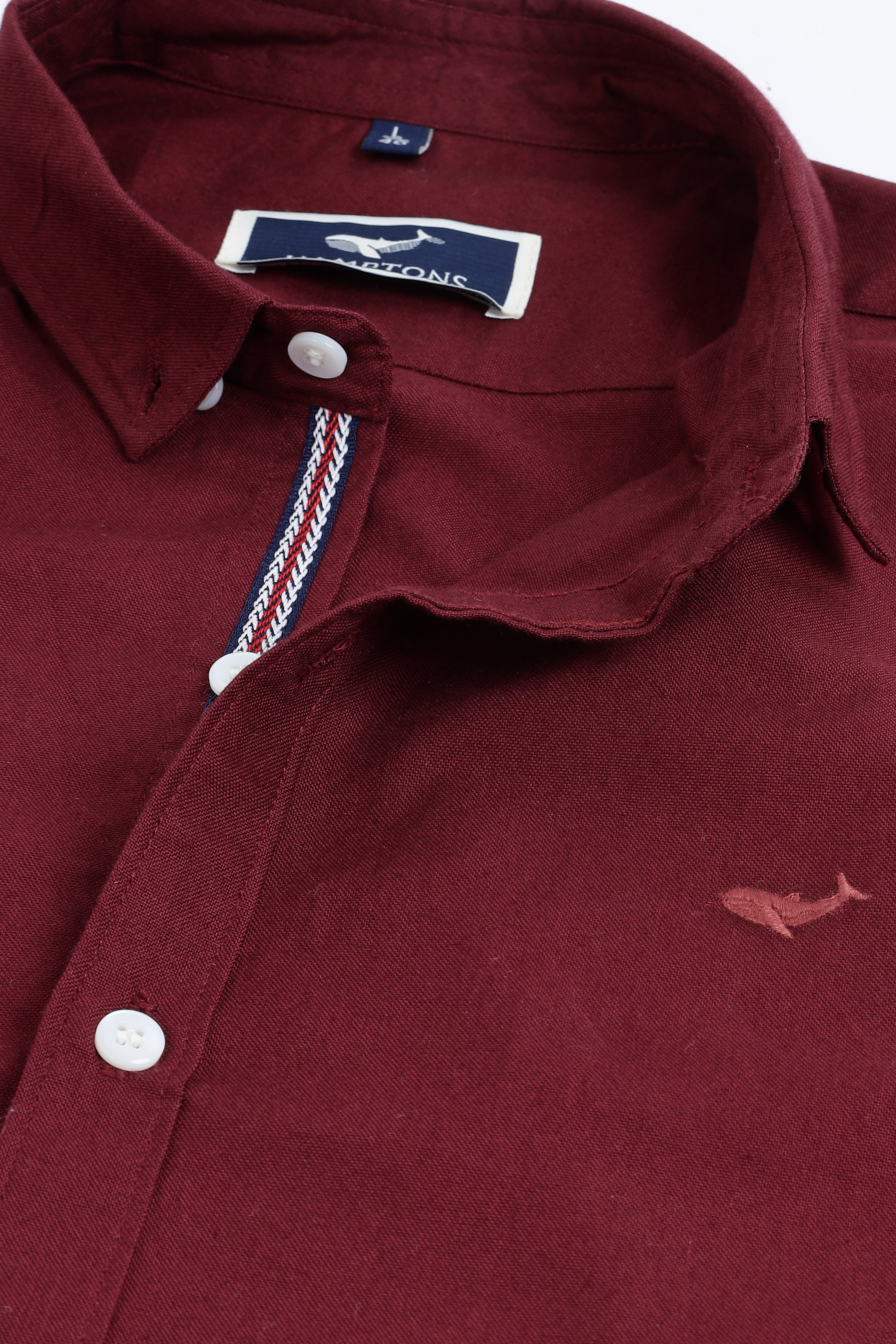 Bordeaux maroon Pre-washed Oxford Shirt