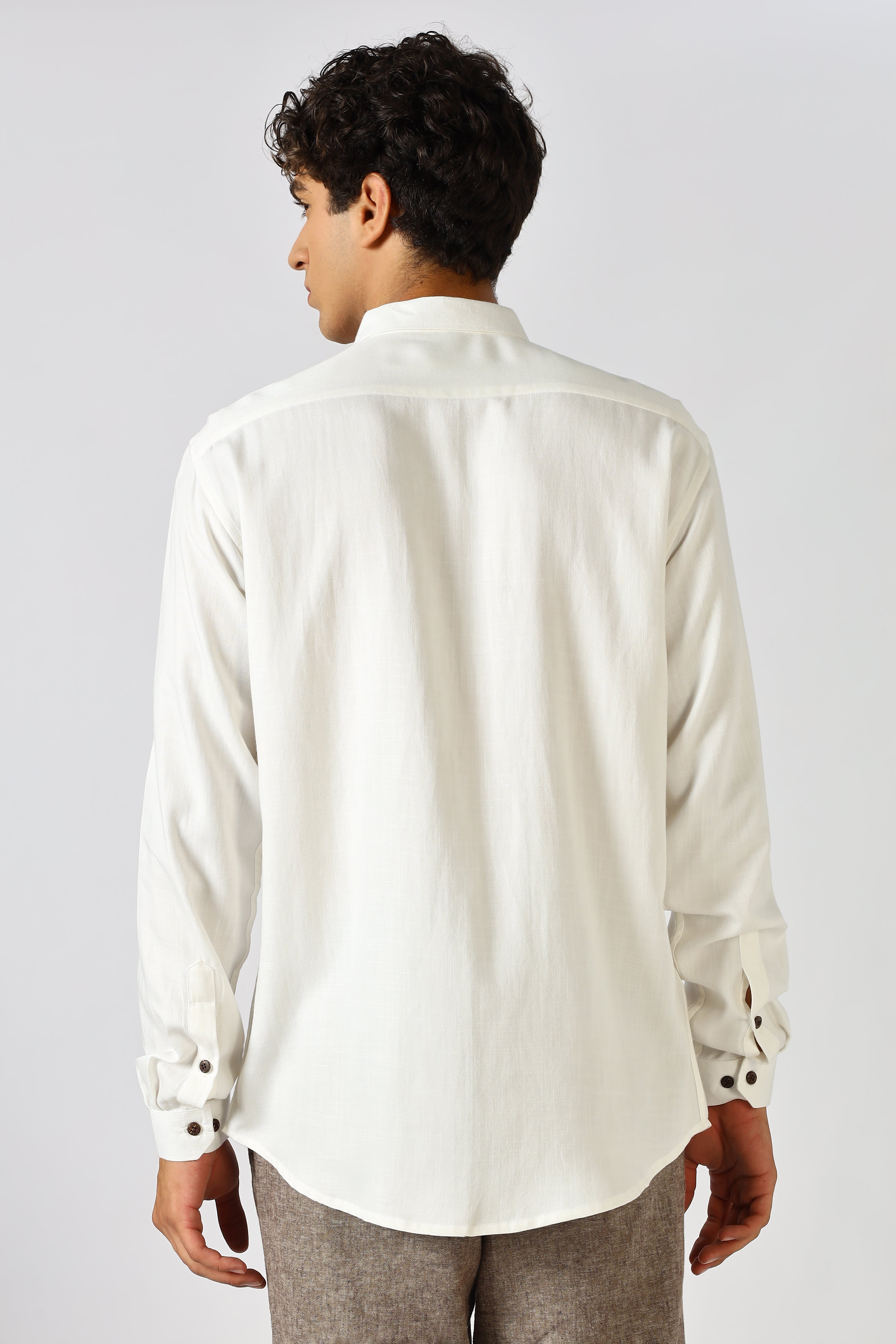 Equestrian Mark Cotton Regular Fit White Embroidered Shirt