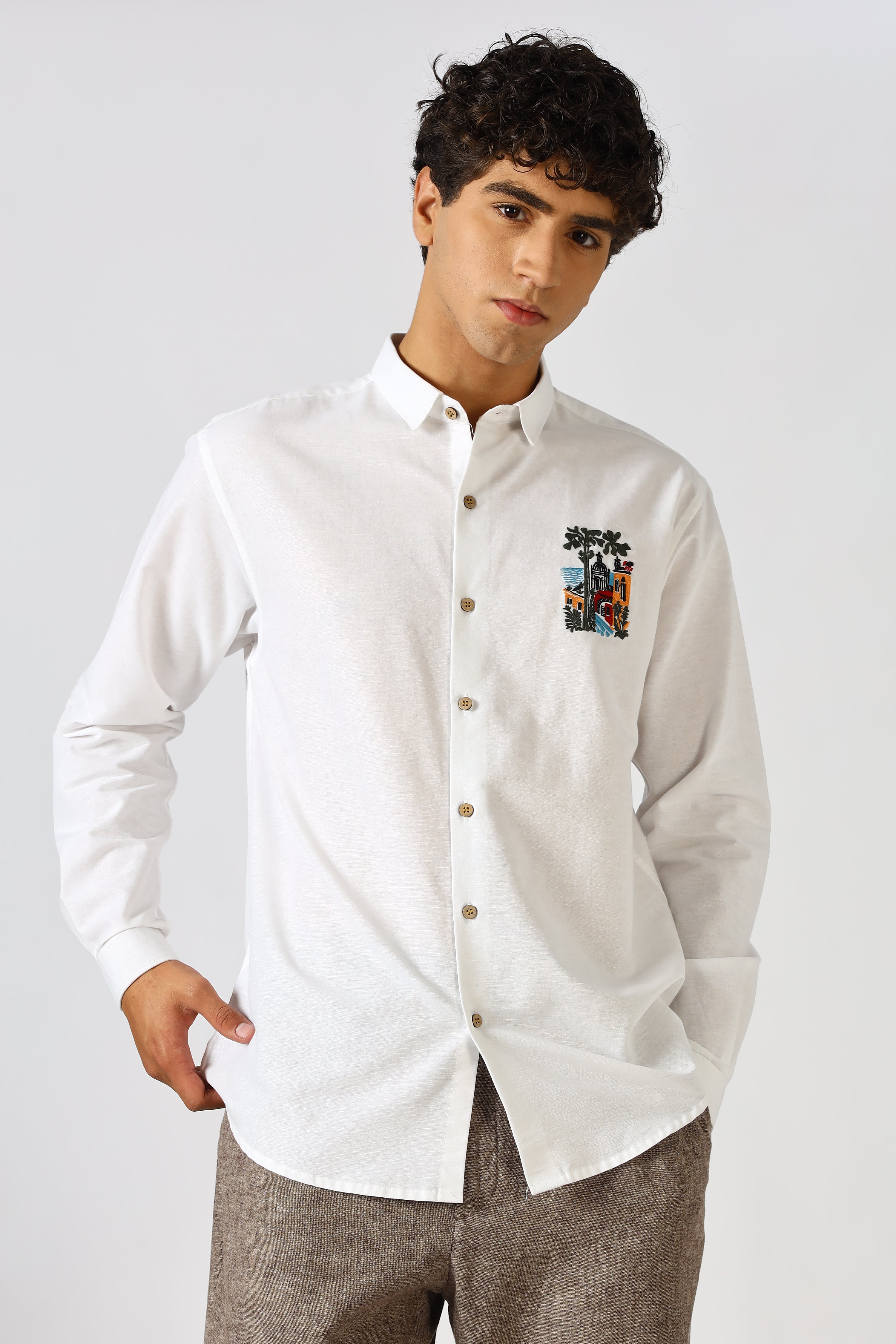 The Tuscany Escape White Embroidered Shirt