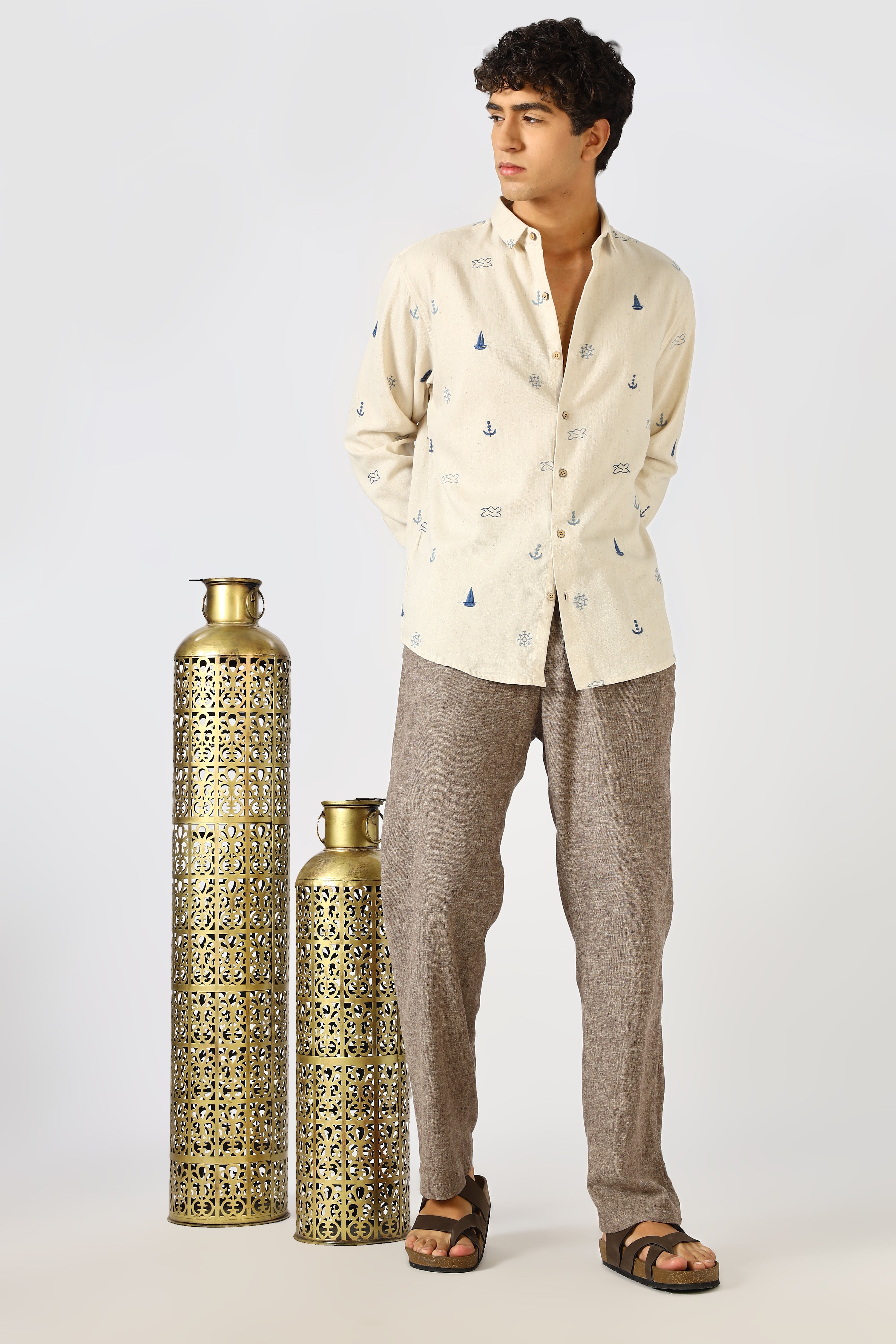 Anchors Aweigh Embroidered Coastal Shirt