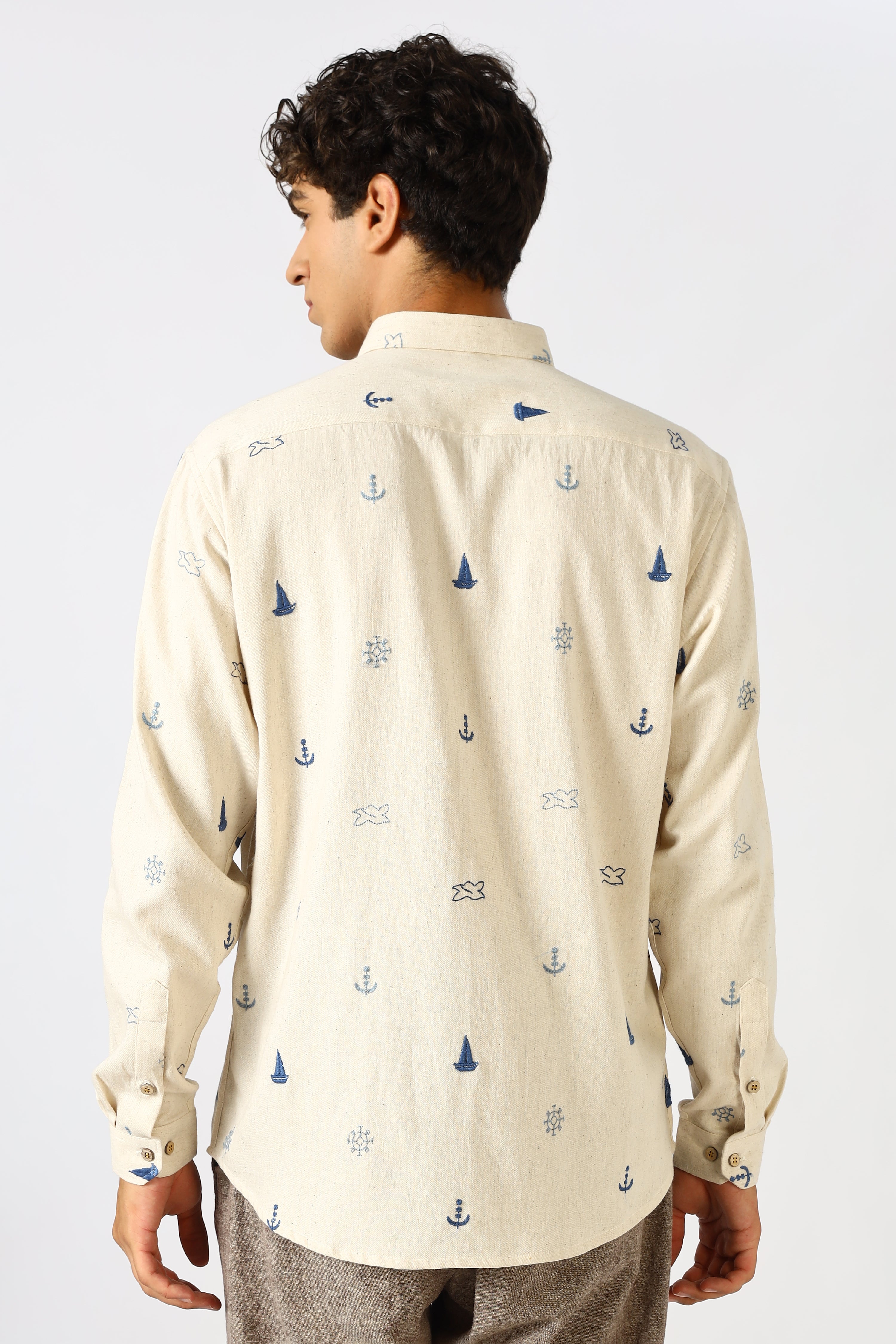 Anchors Aweigh Embroidered Coastal Shirt