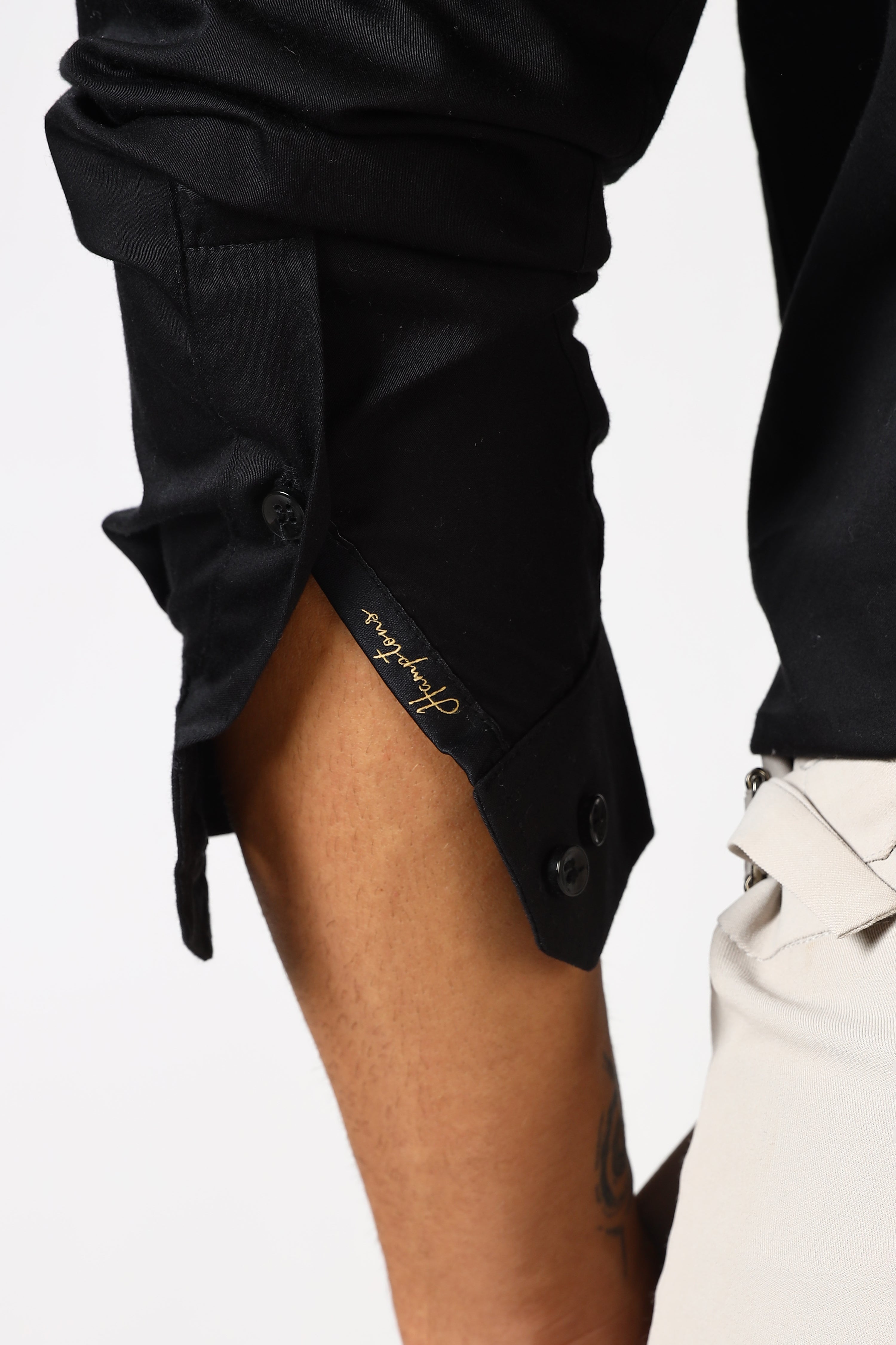 Midnight Black Cinematic Satin 100% Giza Cotton Shirt