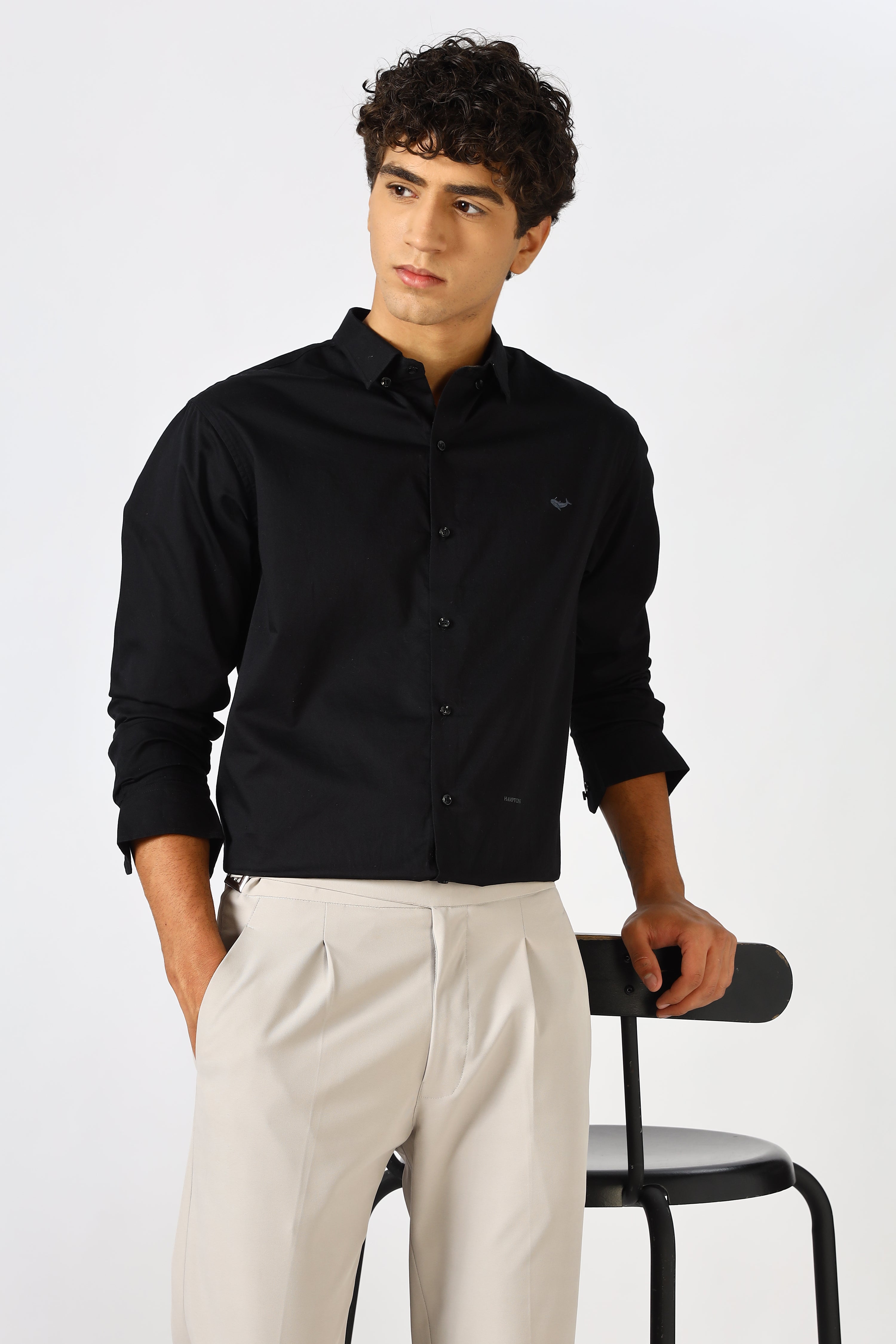 Midnight Black Cinematic Satin 100% Giza Cotton Shirt