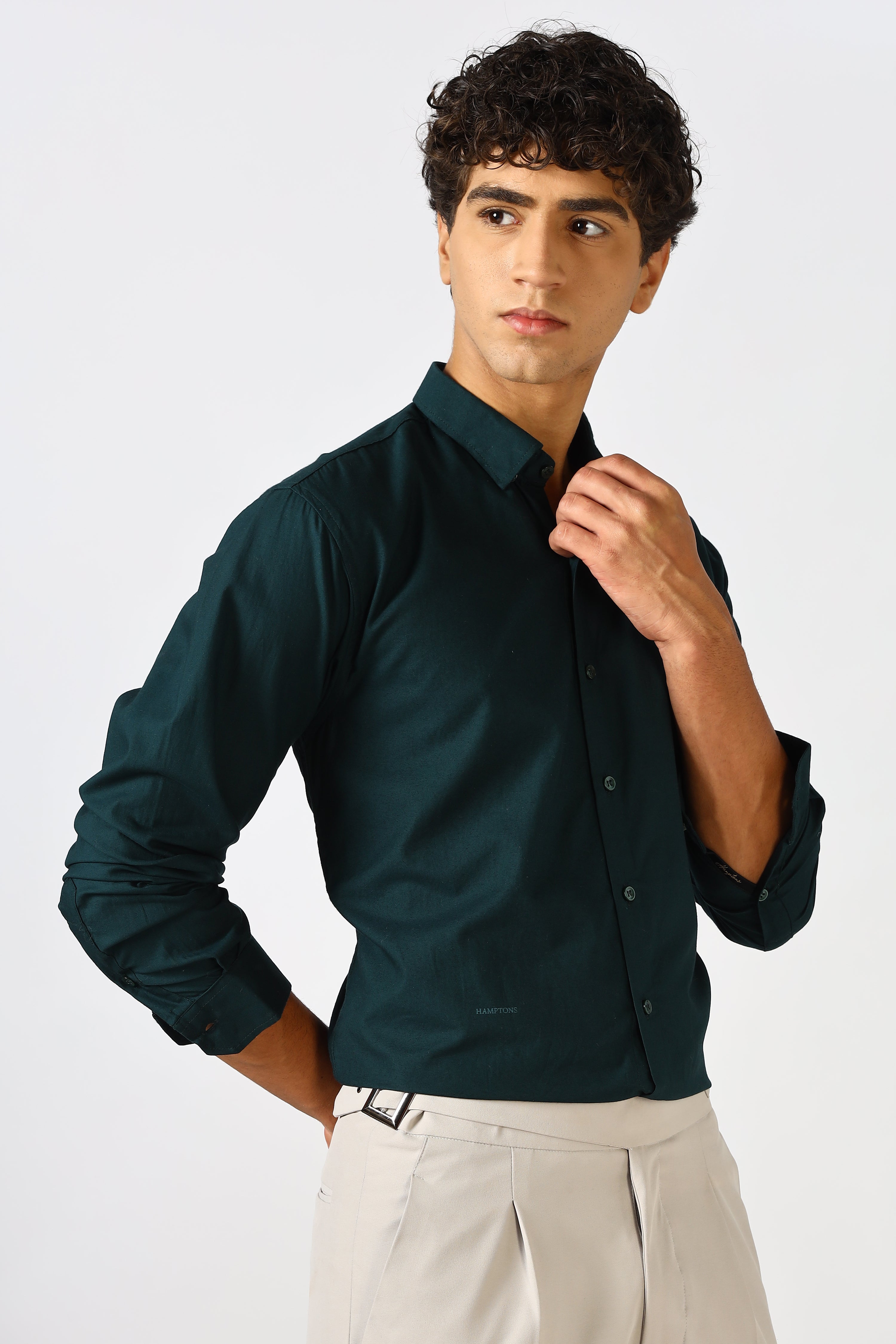 Emerald Green Cinematic Satin 100% Giza Cotton Shirt