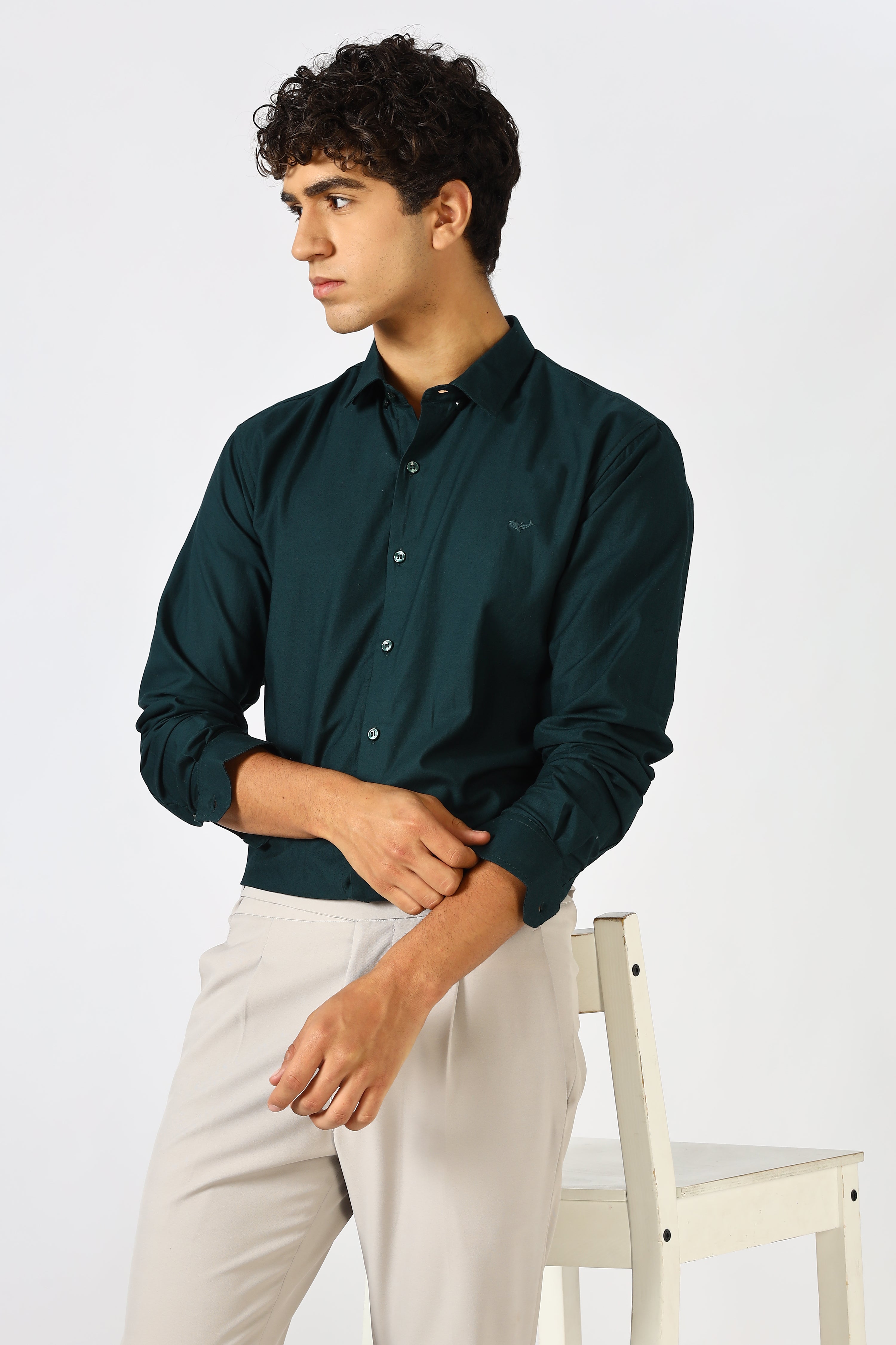 Emerald Green Cinematic Satin 100% Giza Cotton Shirt