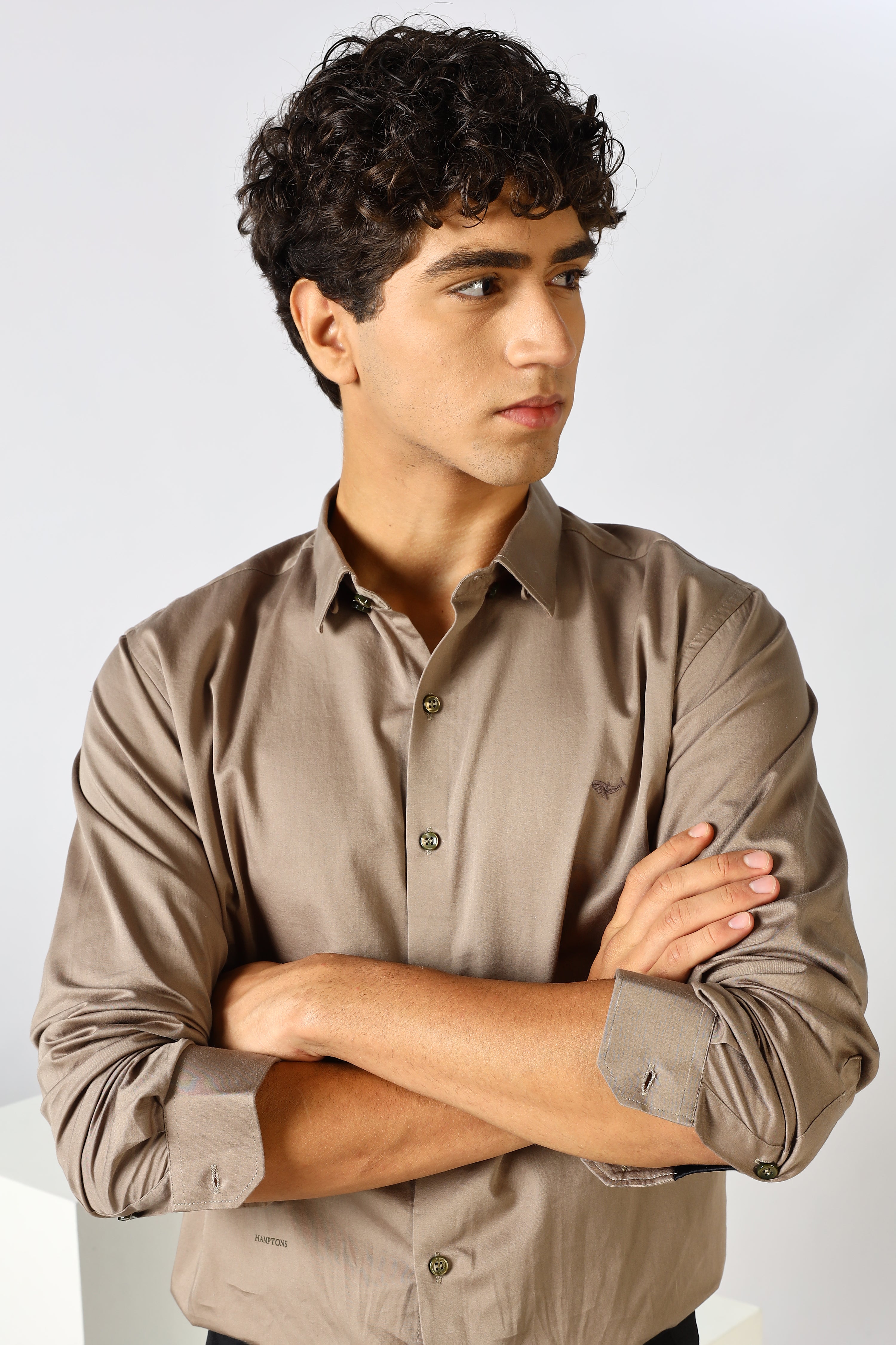 Mink Beige Cinematic Satin 100% Giza Cotton Shirt