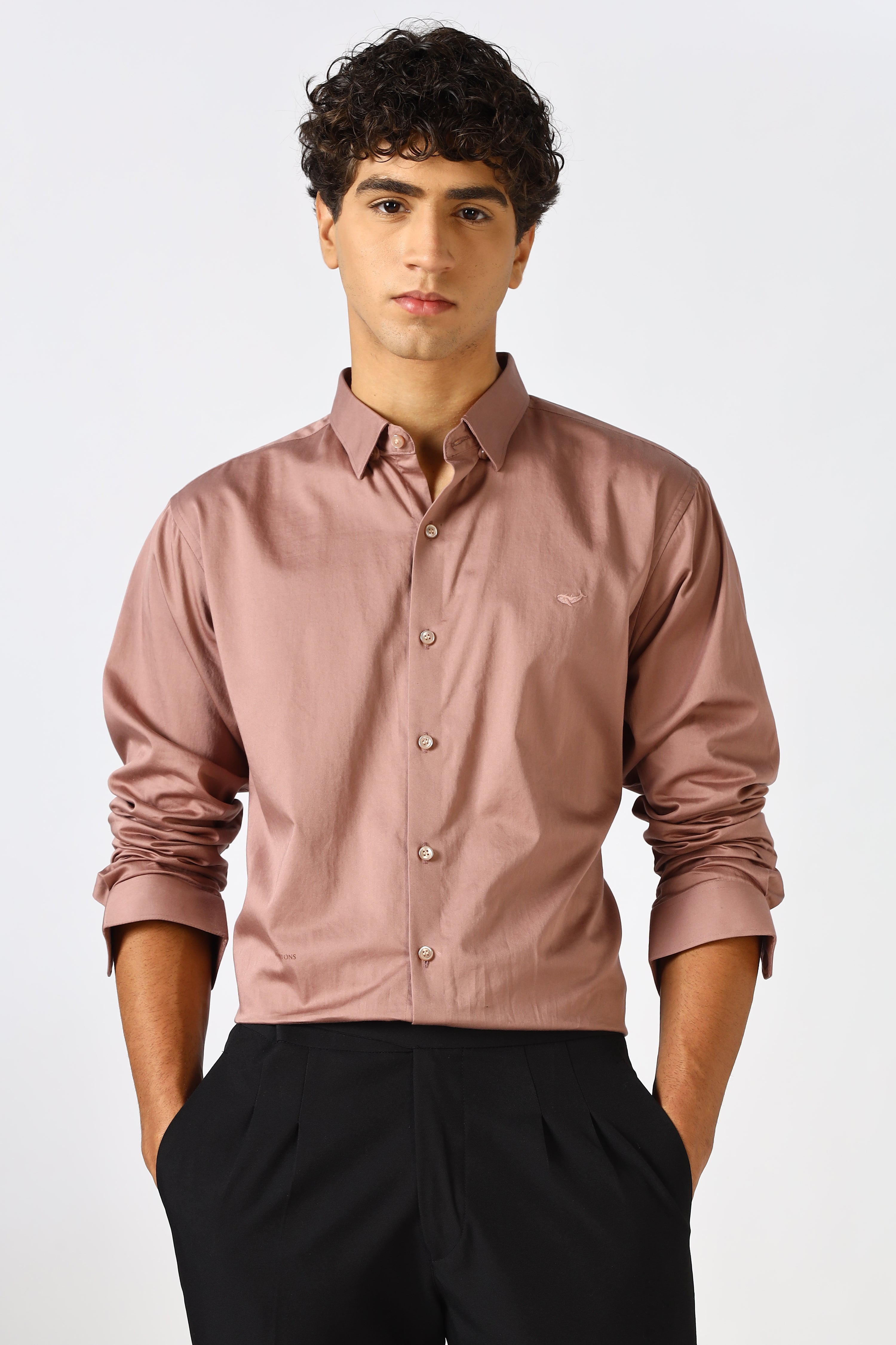 Rosewood Dust Cinematic Satin 100% Giza Cotton Shirt
