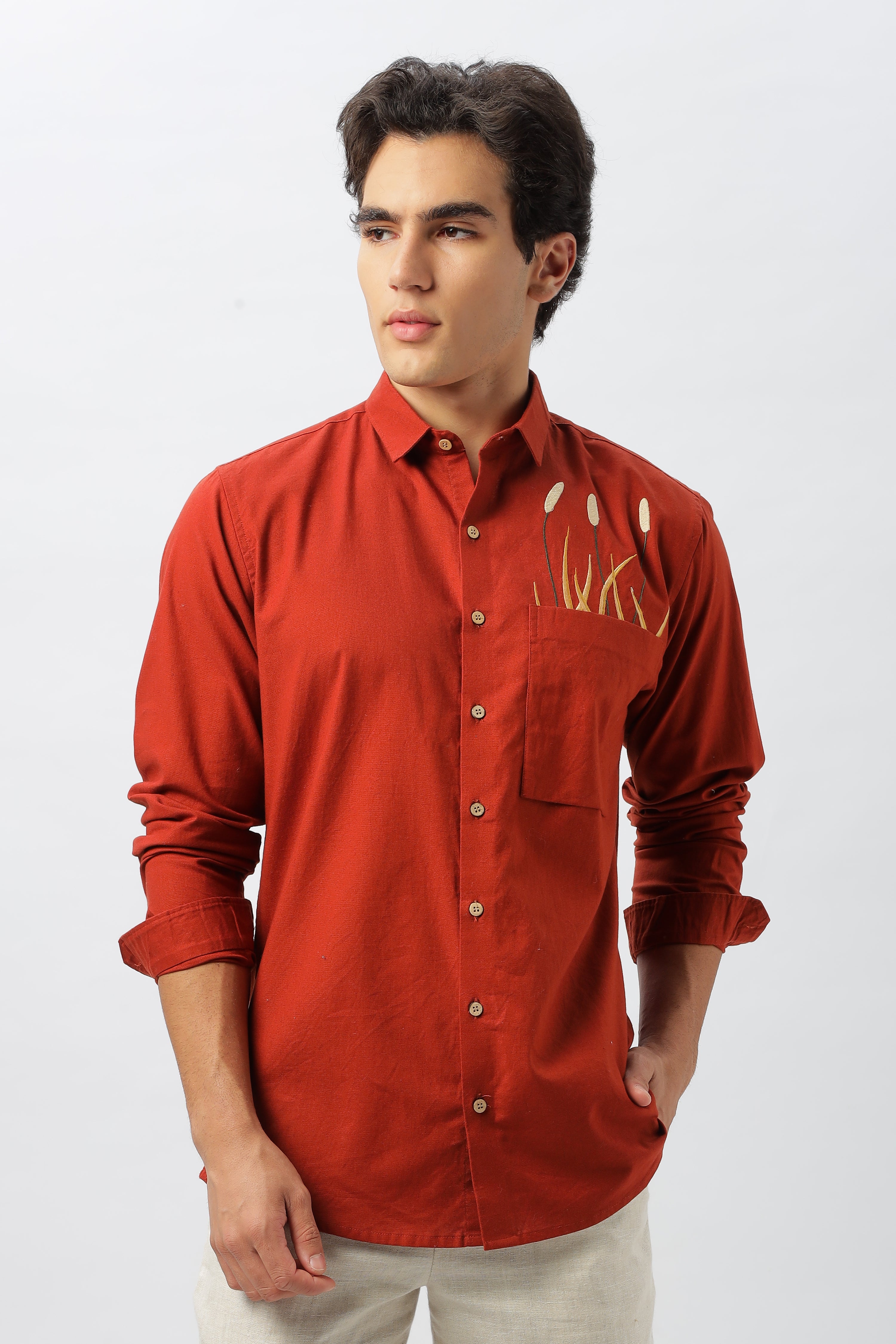 Seville Rust Embroidered Shirt