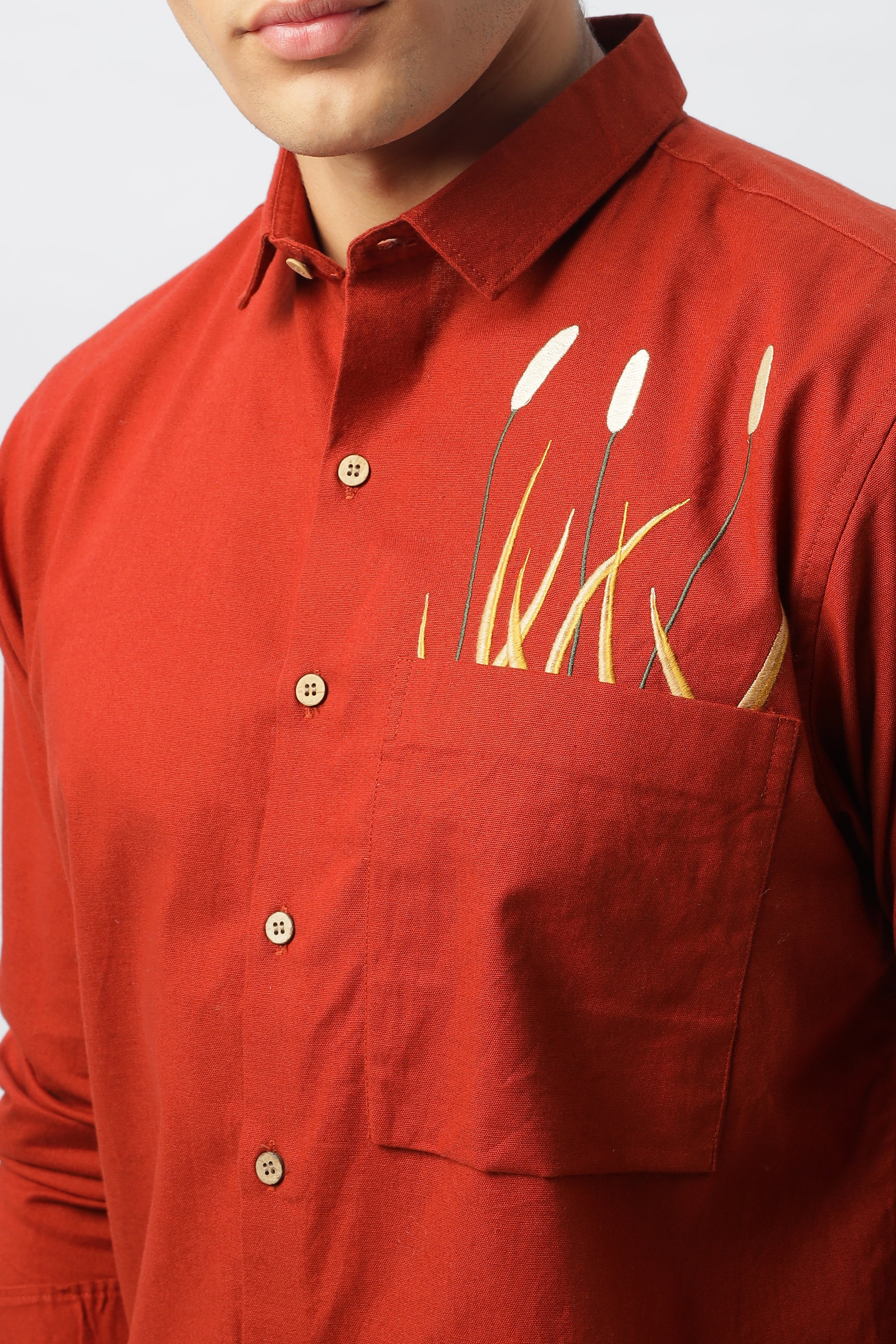 Seville Rust Embroidered Shirt